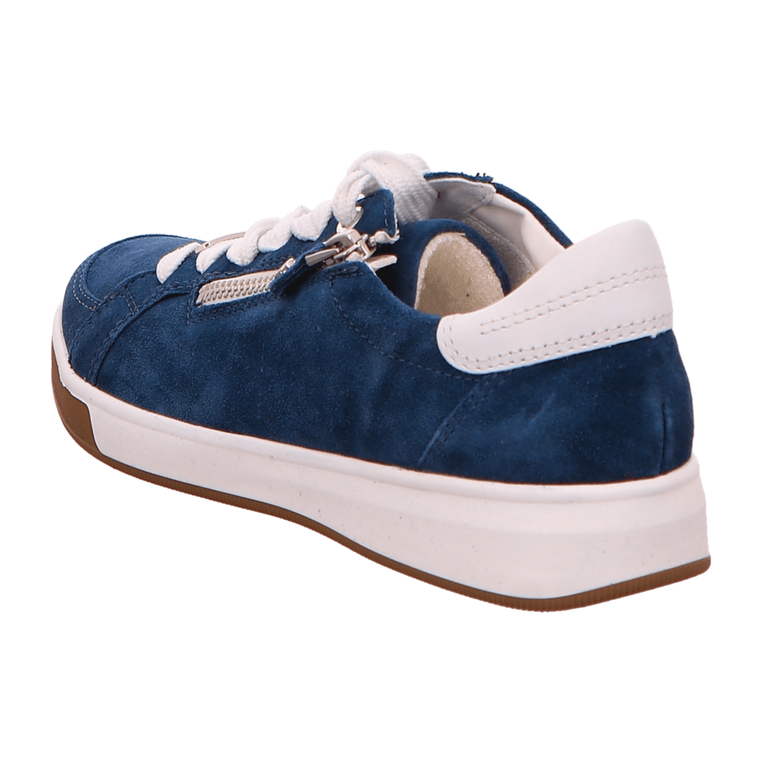 ARA ROM Women's Sneakers in Blue Nubuck Leather with Lace-Up Closure and Round Toe