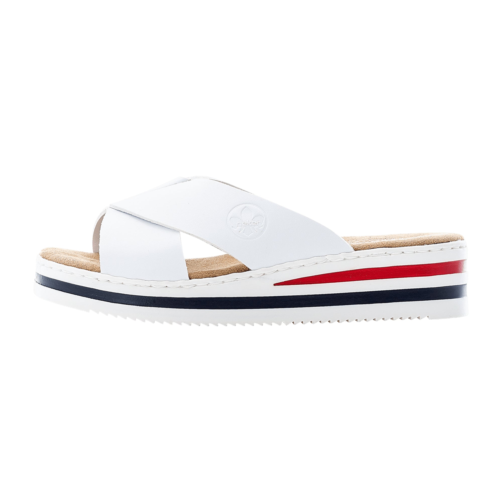 Rieker Women's White Slip-On Sandals with Soft Cushion and Shock Absorb Sole