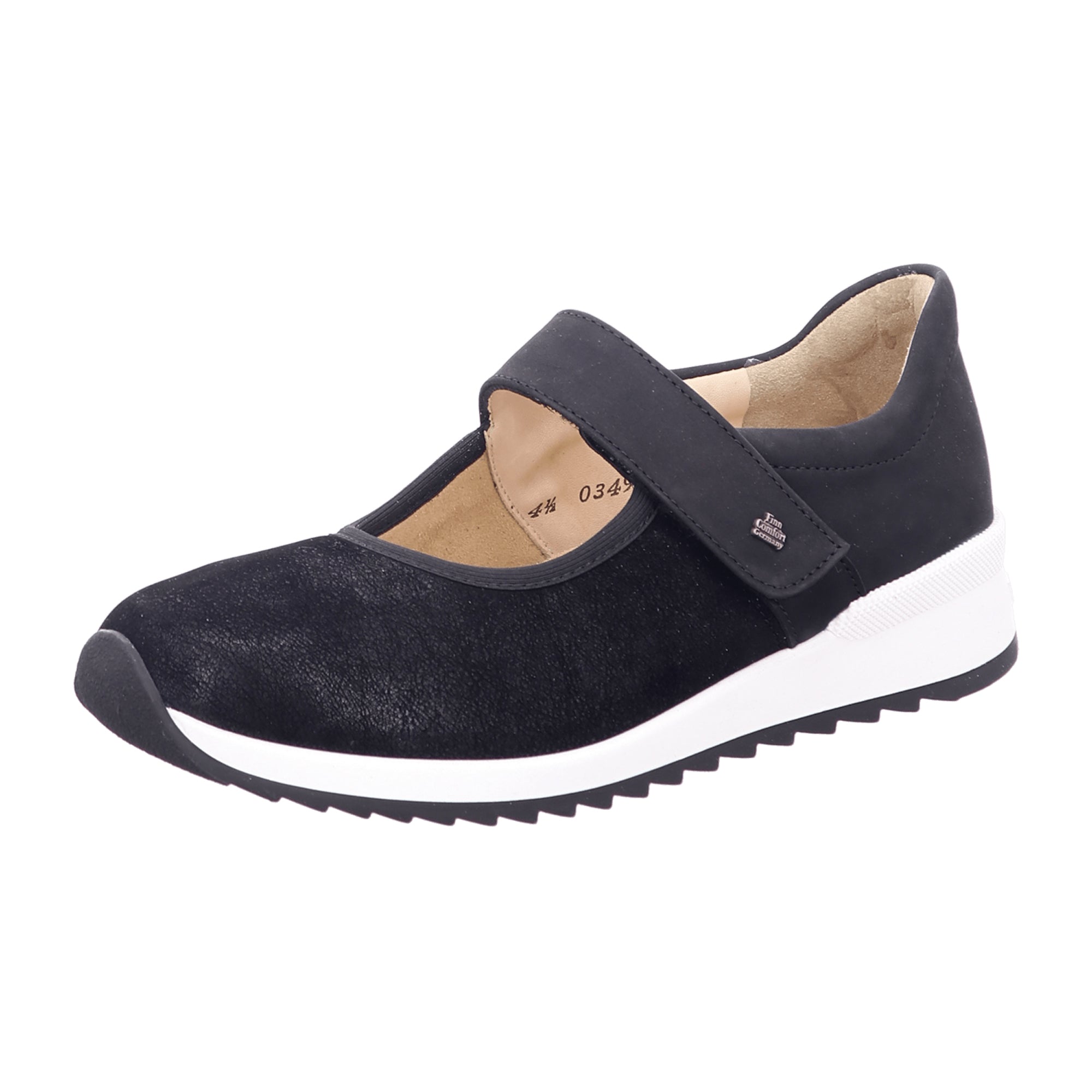 Finn Comfort Assenza Women's Comfort Slipper - Black Balenastretch Nubuck Leather
