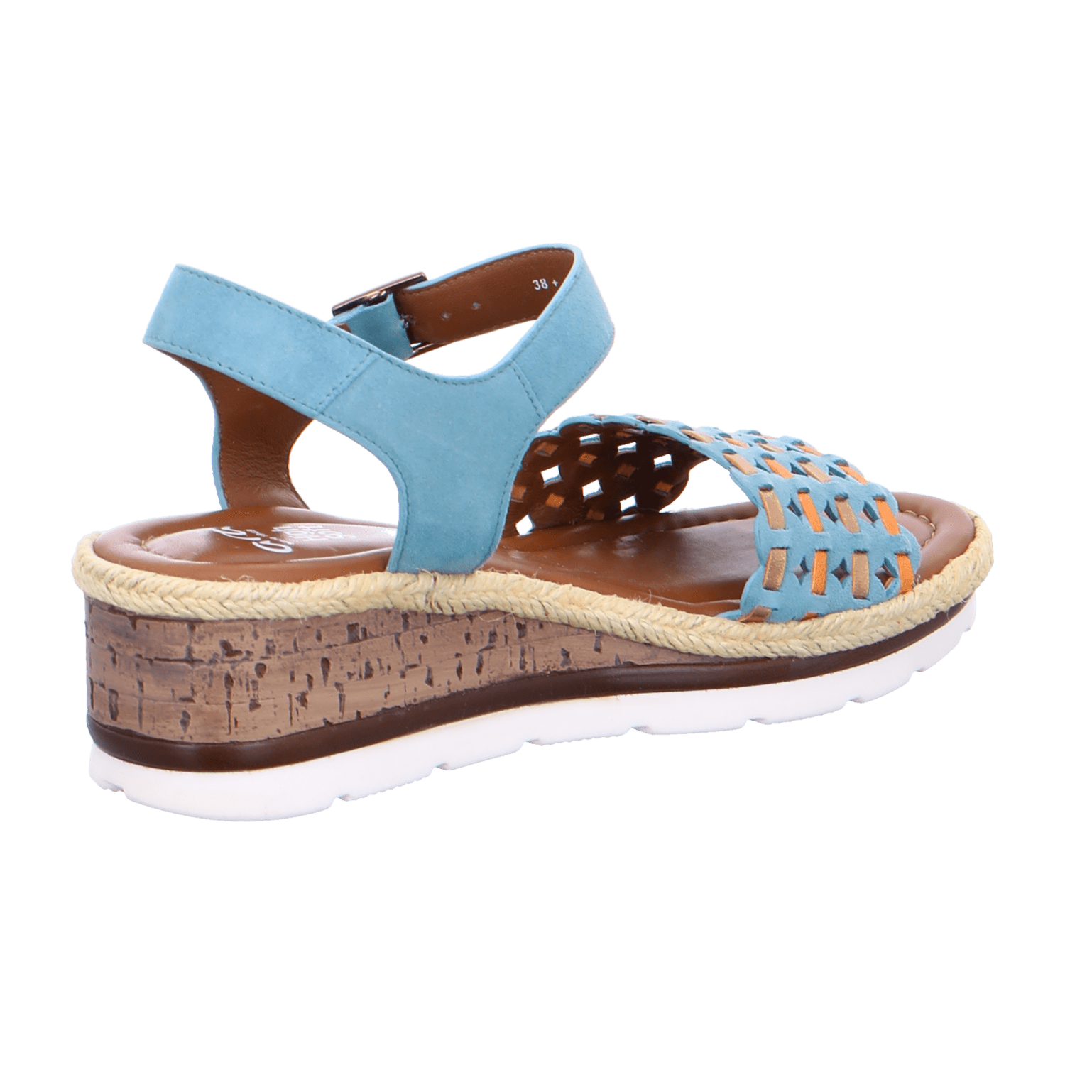 ARA CADIZ Women's Slipper with Ankle Strap in Blue Nubuck Leather Open Toe