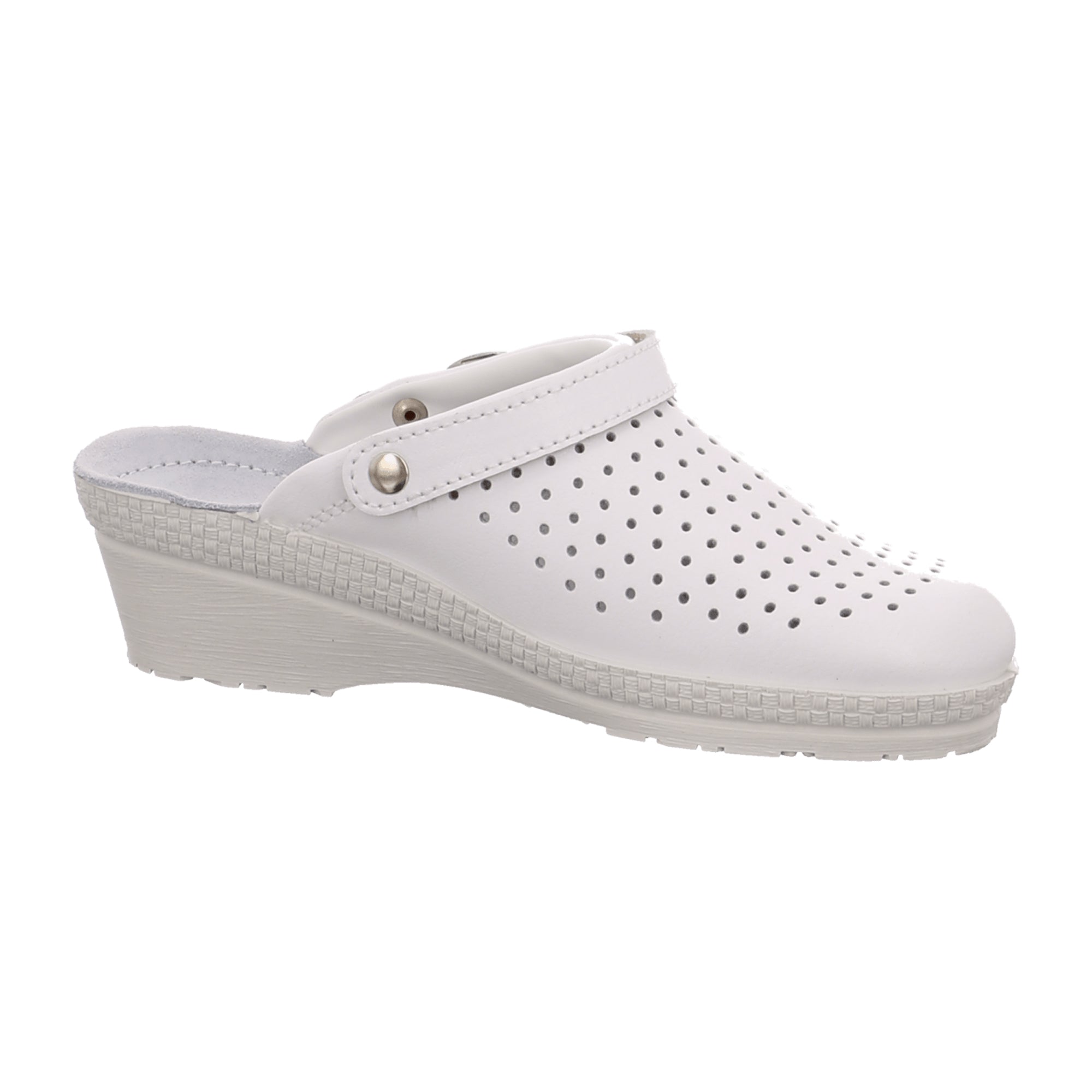 Rohde Women's White Leather Slippers with Padded Insole and Rubber Sole