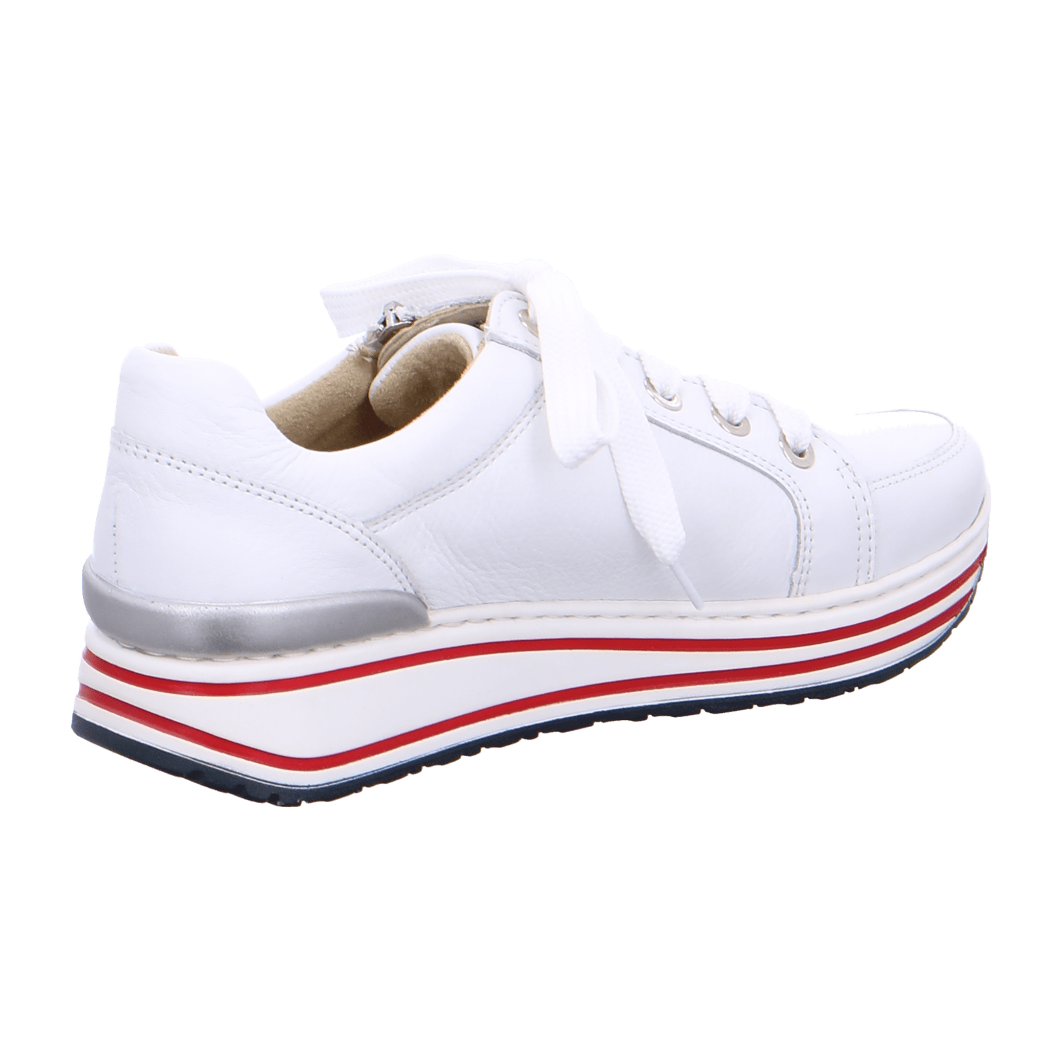 ARA SAPPORO Women's Leather Sneakers in White with Lace-Up Closure and Cold Weather Lining