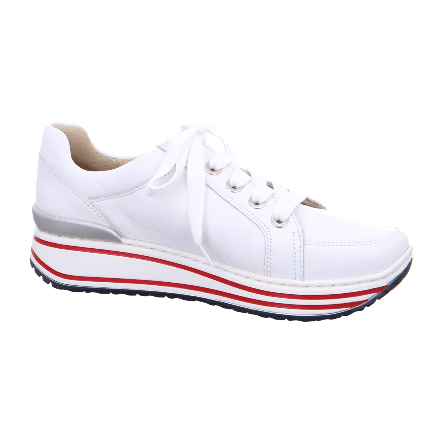 ARA SAPPORO Women's Leather Sneakers in White with Lace-Up Closure and Cold Weather Lining