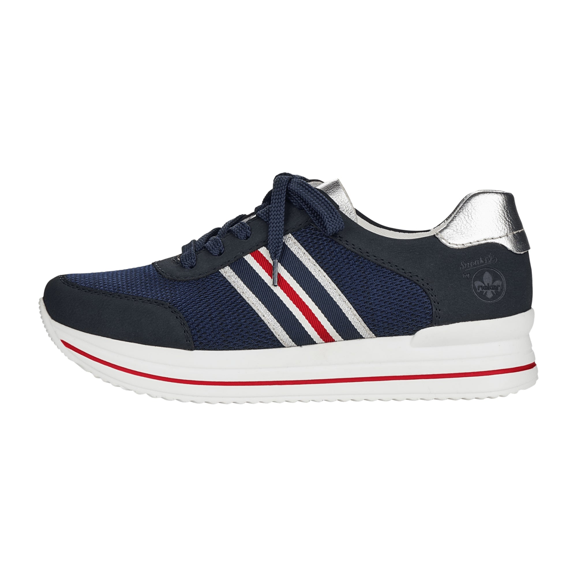 Rieker Women's Blue Casual Shoes with Removable Insole and Lace-up Closure