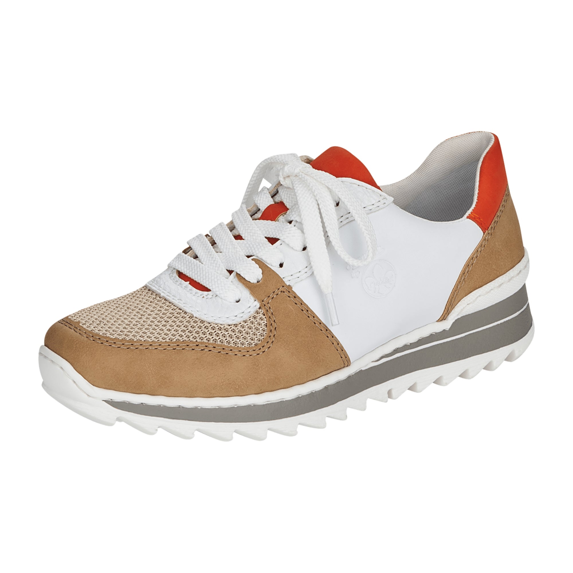 Rieker Women's Beige Sneakers with Removable Insole and Flat Heel