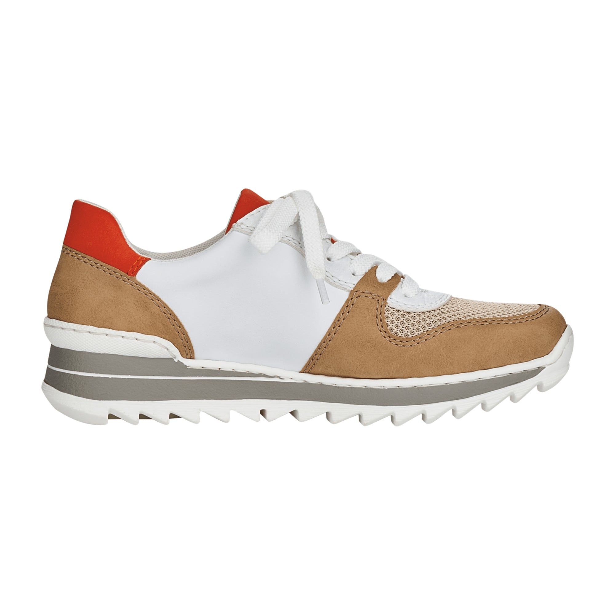 Rieker Women's Beige Sneakers with Removable Insole and Flat Heel
