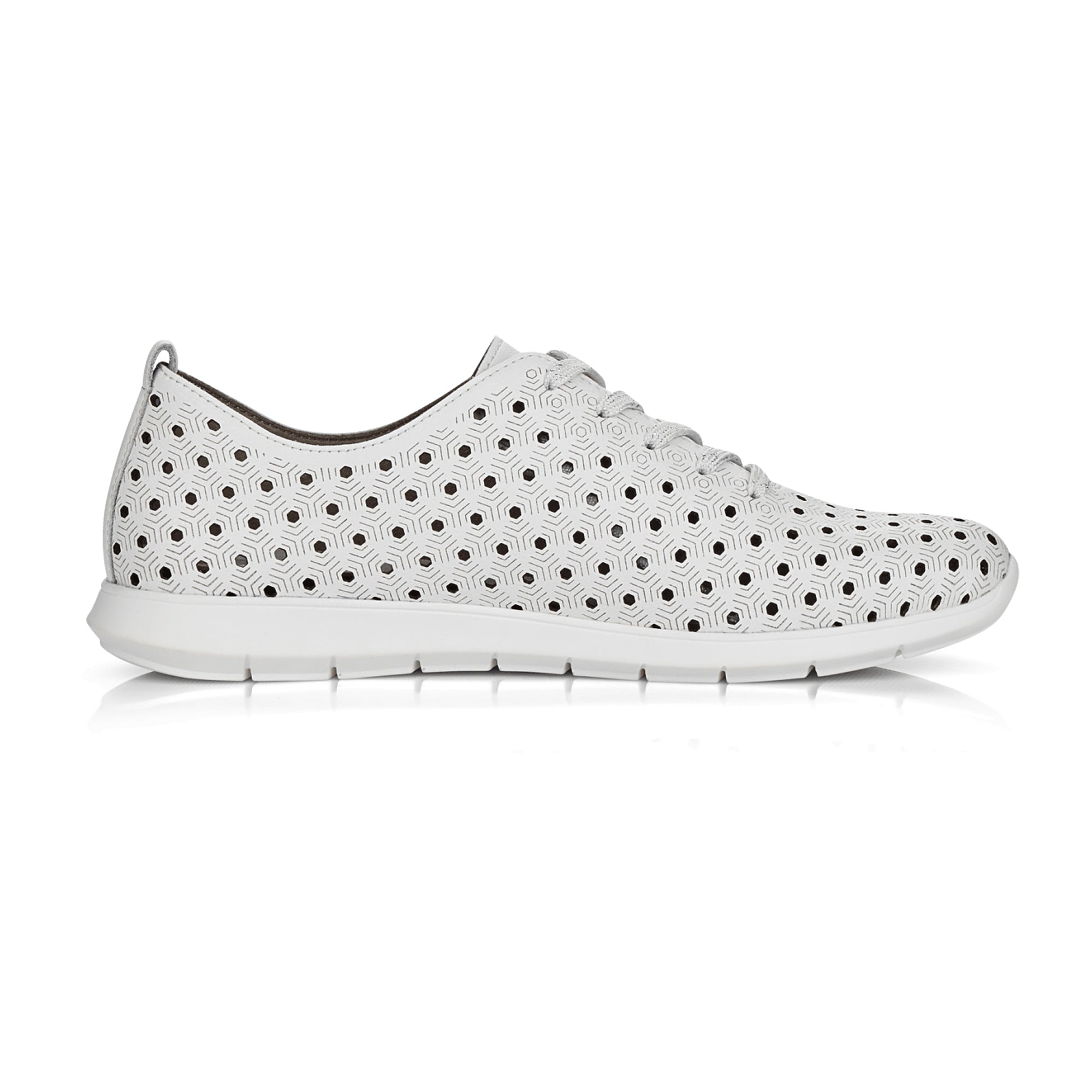 Remonte R7101-80 Women's White Leather Lace-Up Shoes with Breathable Lining - Bartel-Shop