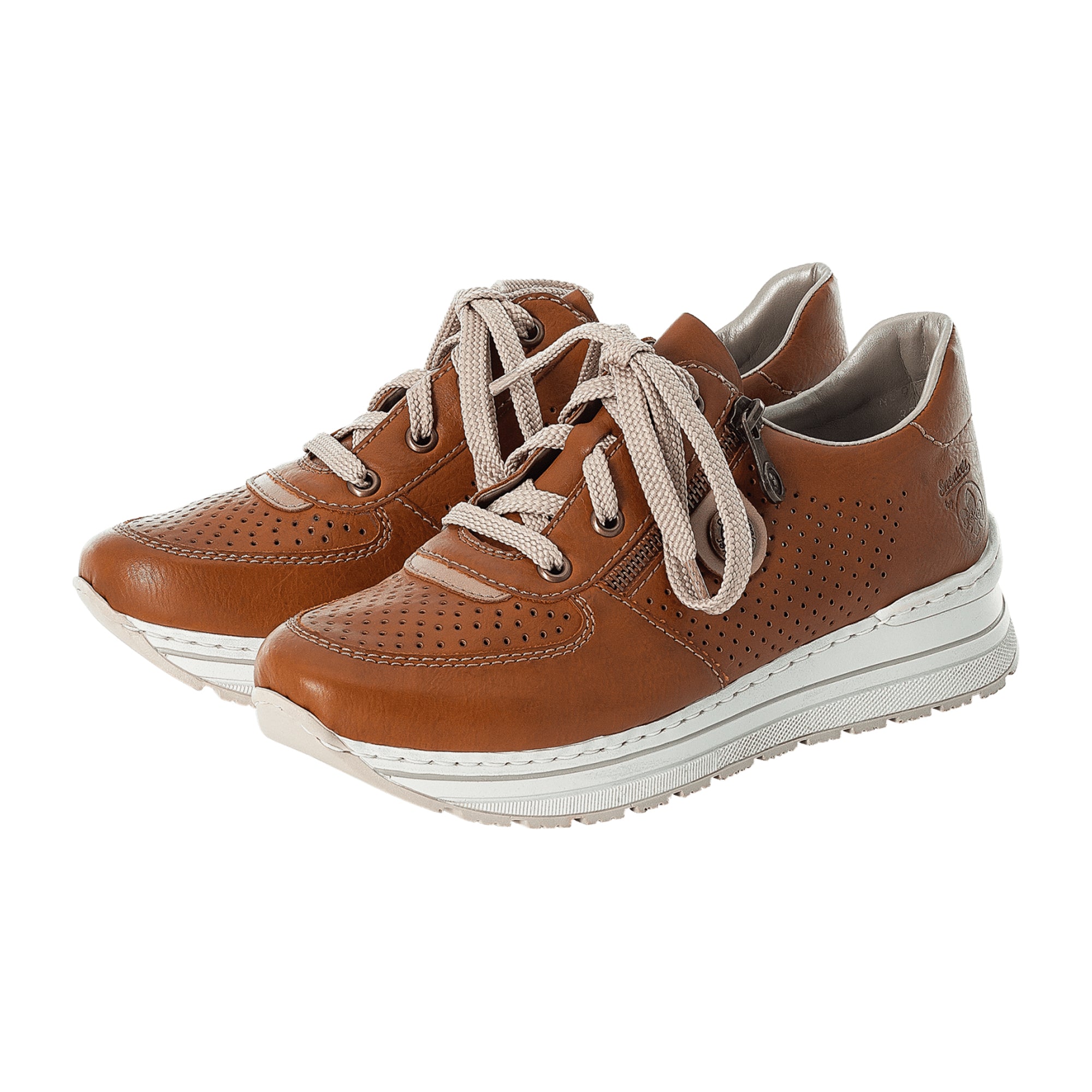 Rieker FSK Women's Brown Lace-Up Casual Shoes Synthetic Material