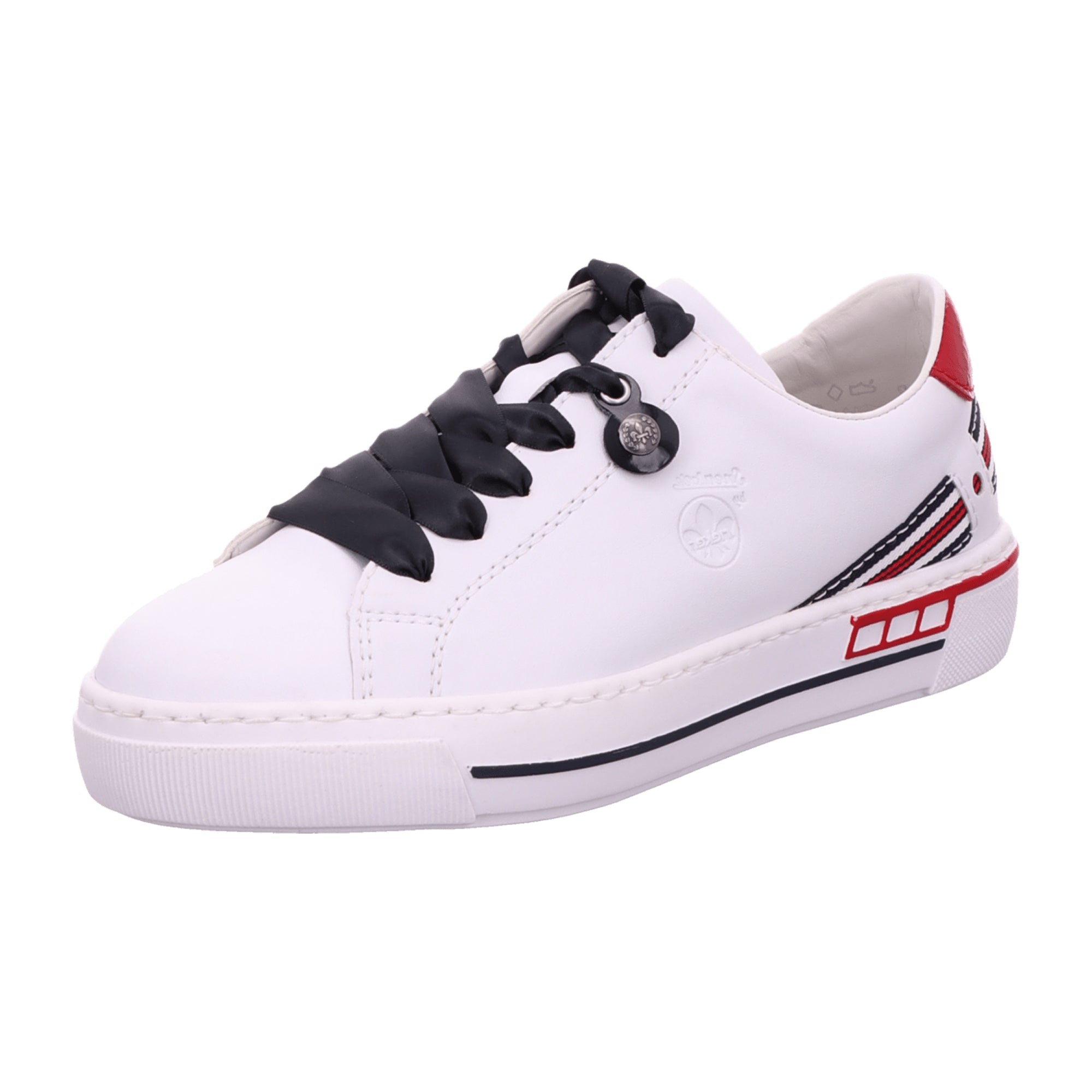 Rieker Women's White Lace-Up Shoes Comfortable Leather Insole Trendy Design