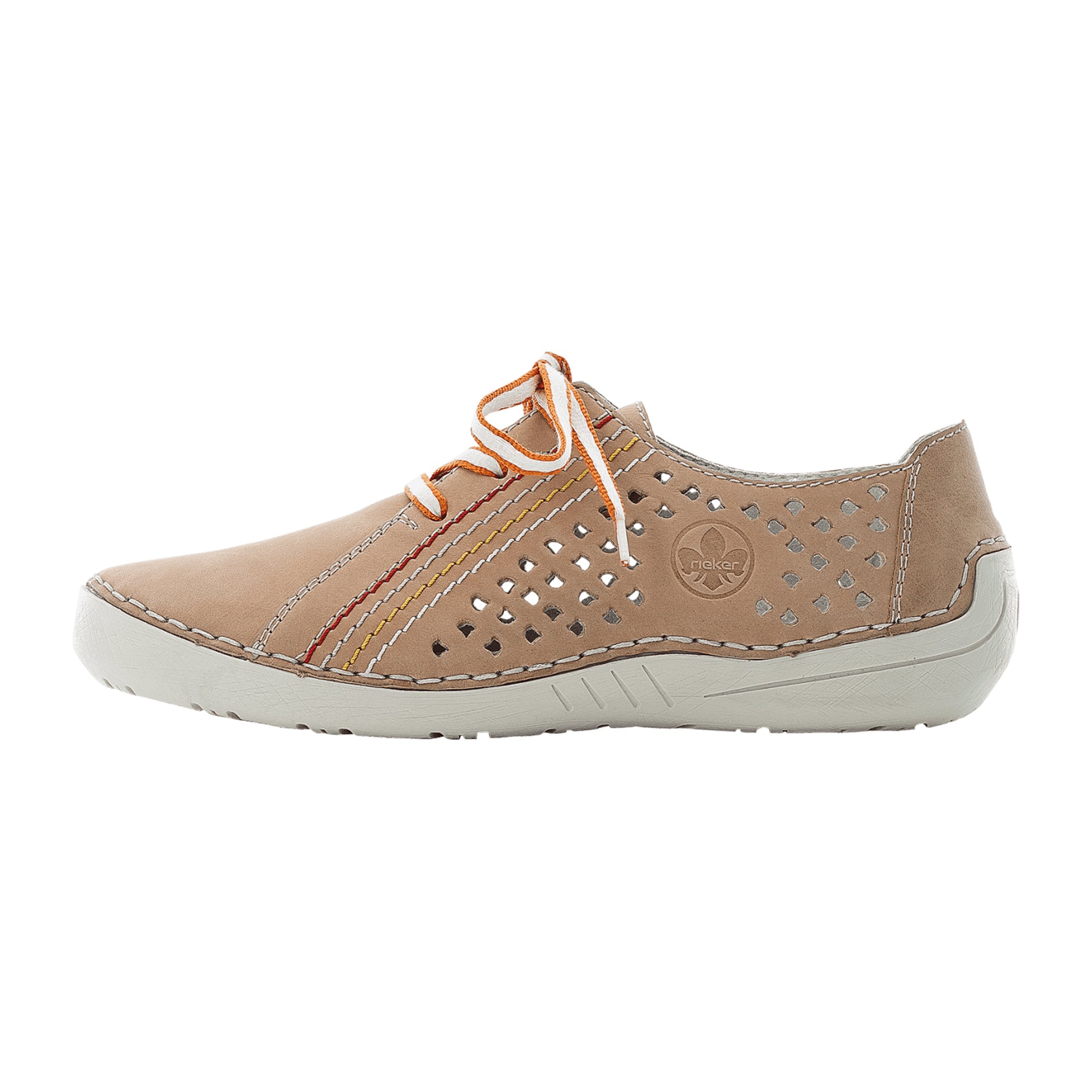Rieker Beige Leather Women's Shoes Lace-Up Narrow to Normal Fit - Bartel-Shop