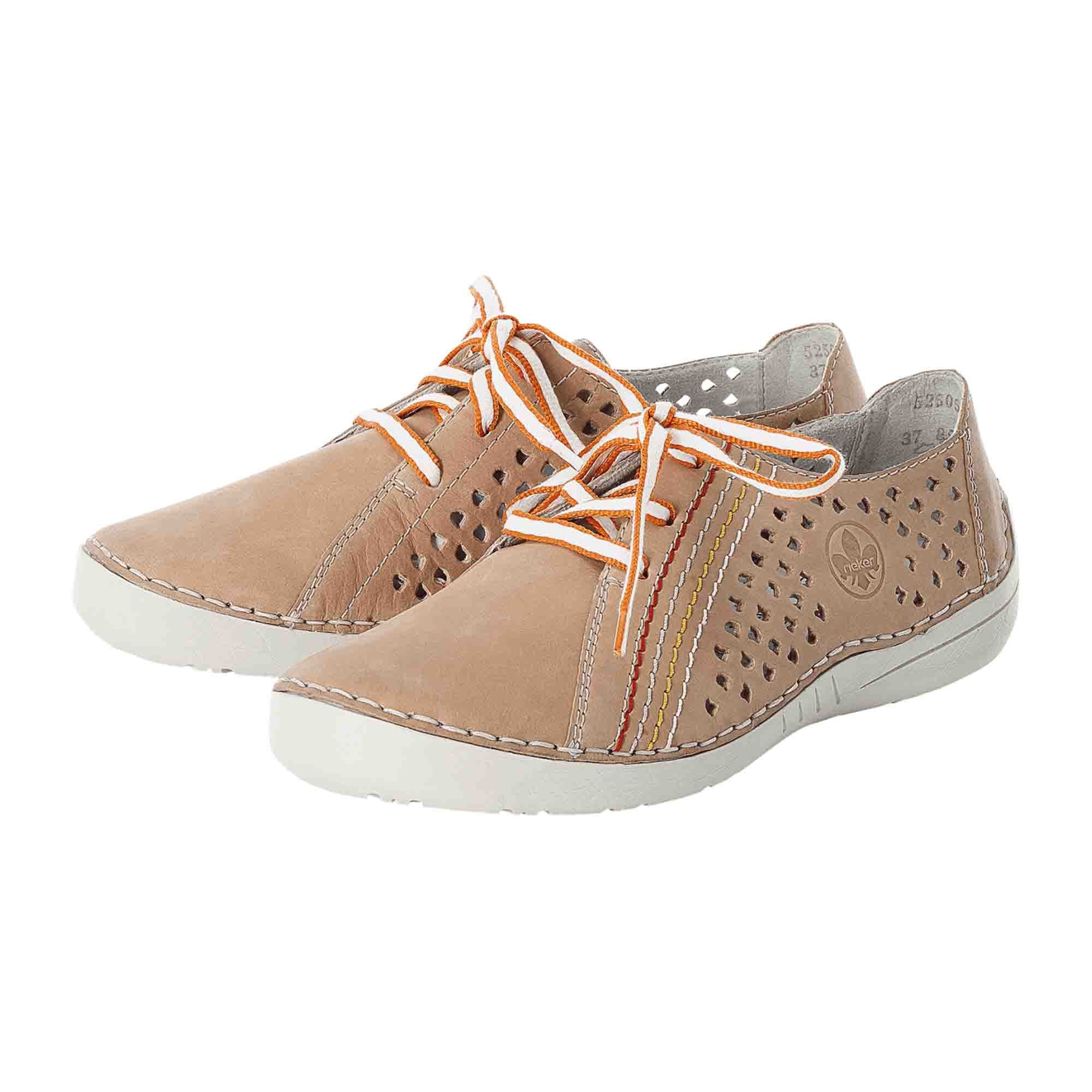 Rieker Beige Leather Women's Shoes Lace-Up Narrow to Normal Fit - Bartel-Shop
