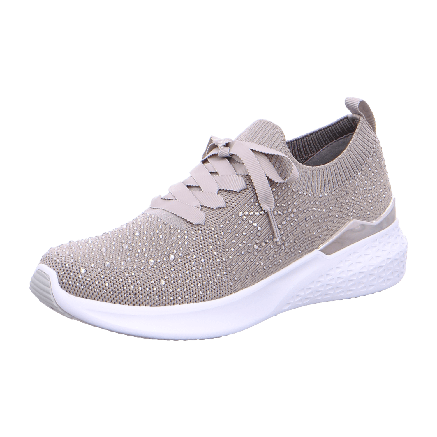 ARA MAYA Women's Sneakers in Beige Textile with Pull-On Closure and Cold-Weather Lined Interior