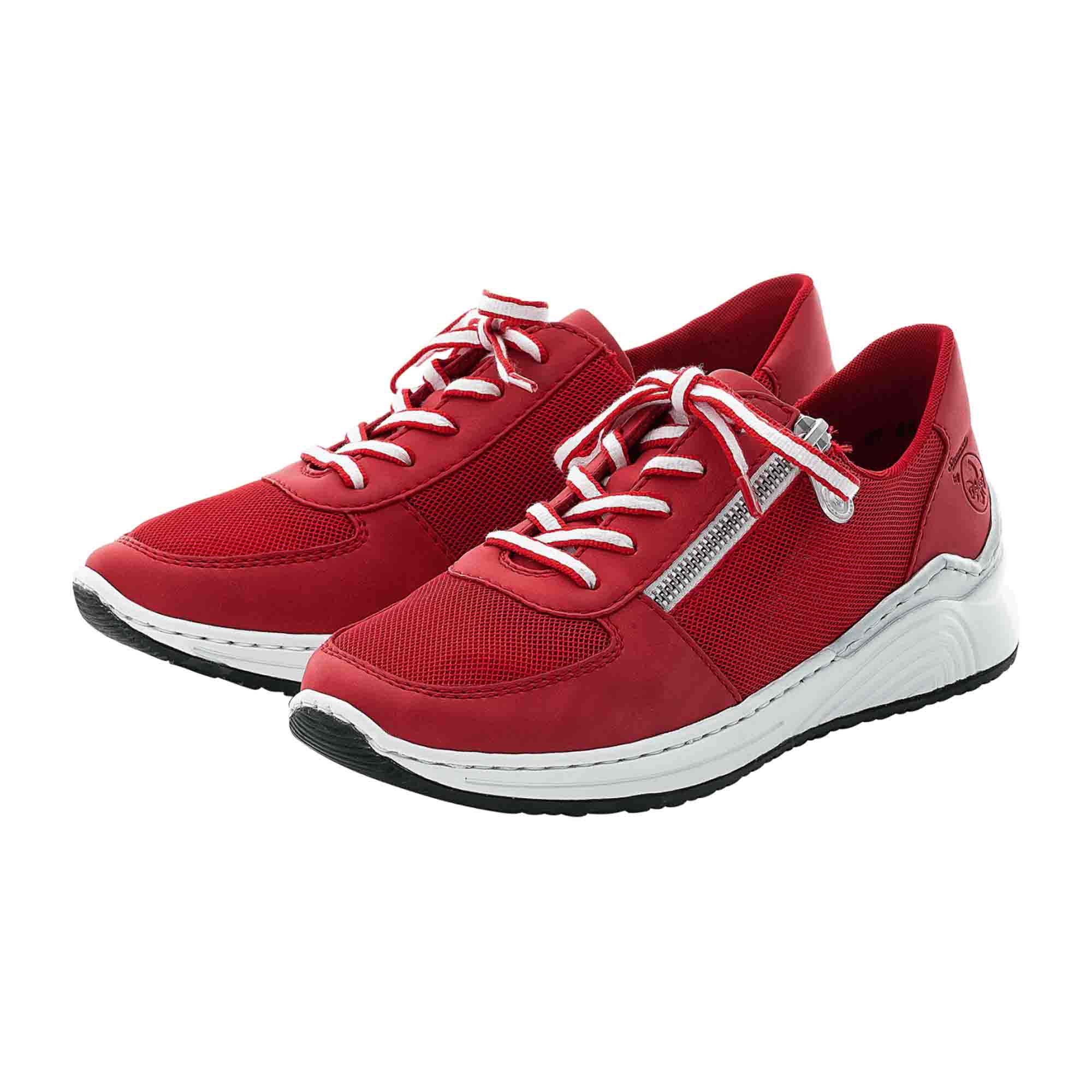 Rieker Women's Red Casual Lace-Up Shoes with Removable Insole - Bartel-Shop