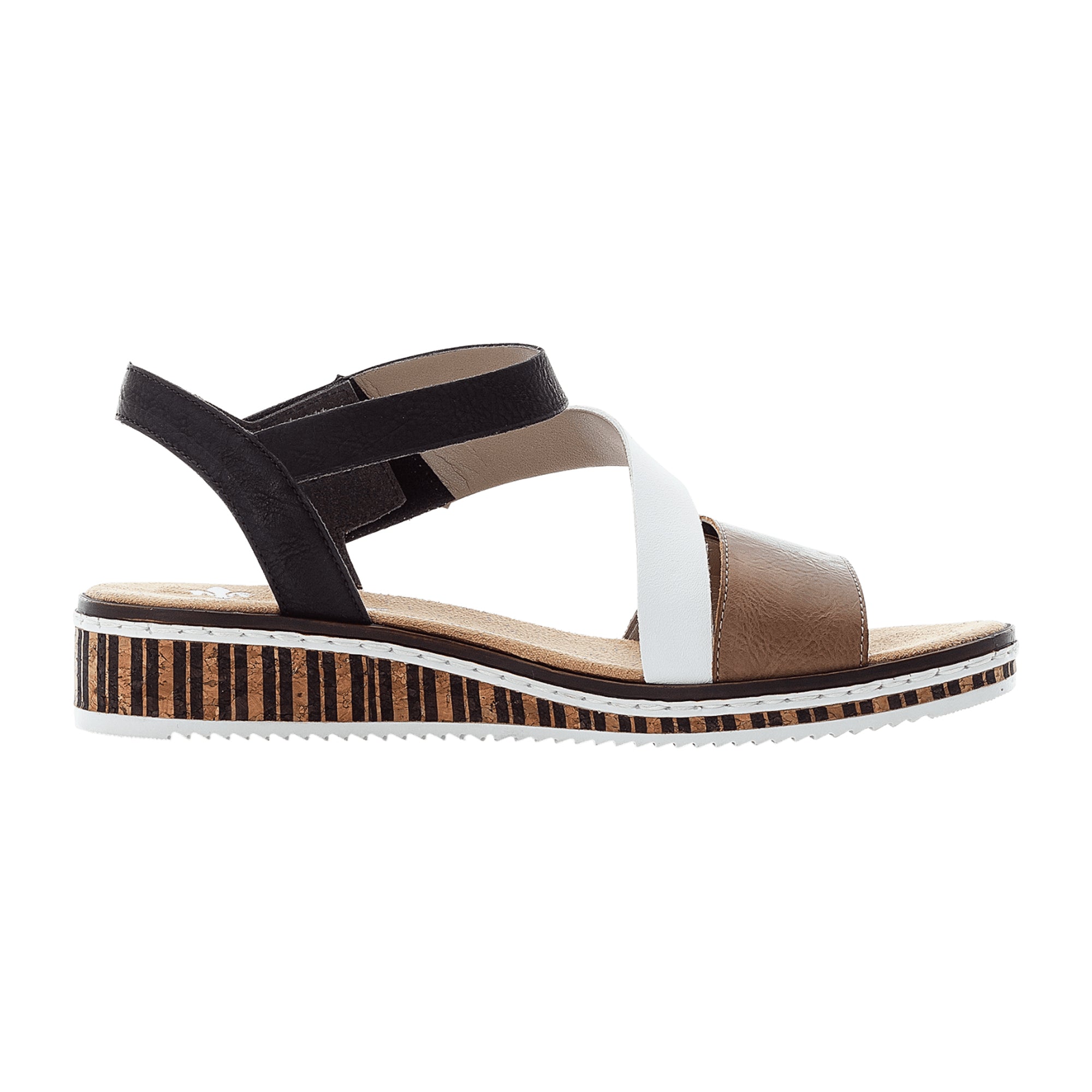 Rieker Women's Brown Sandals with 30mm Heel and Velcro Strap