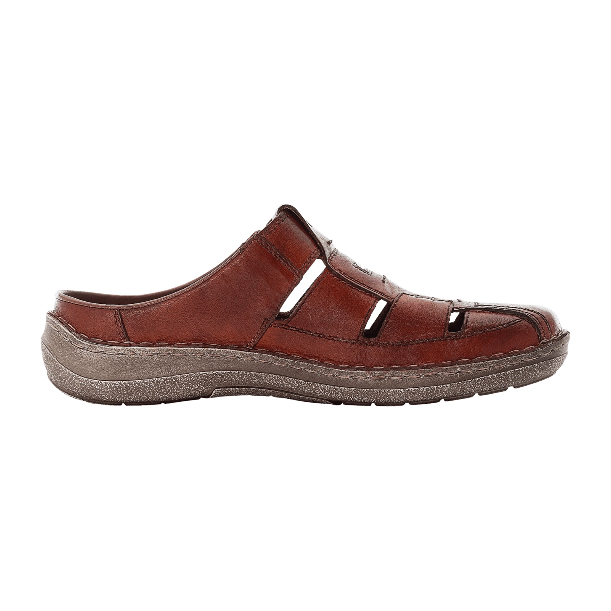Rieker Comfortable Brown Men's Sandals with Hook and Loop Fastener Leather Sole