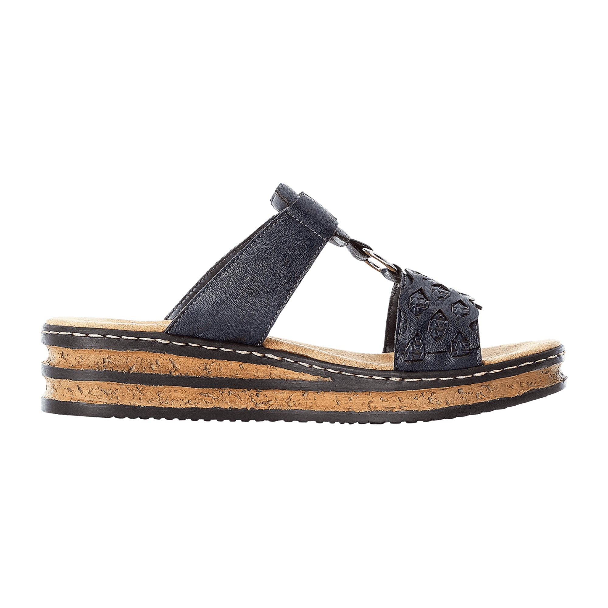 Rieker Women's Blue Sandals 629K9-14 Comfortable Slip-On with Velcro Strap