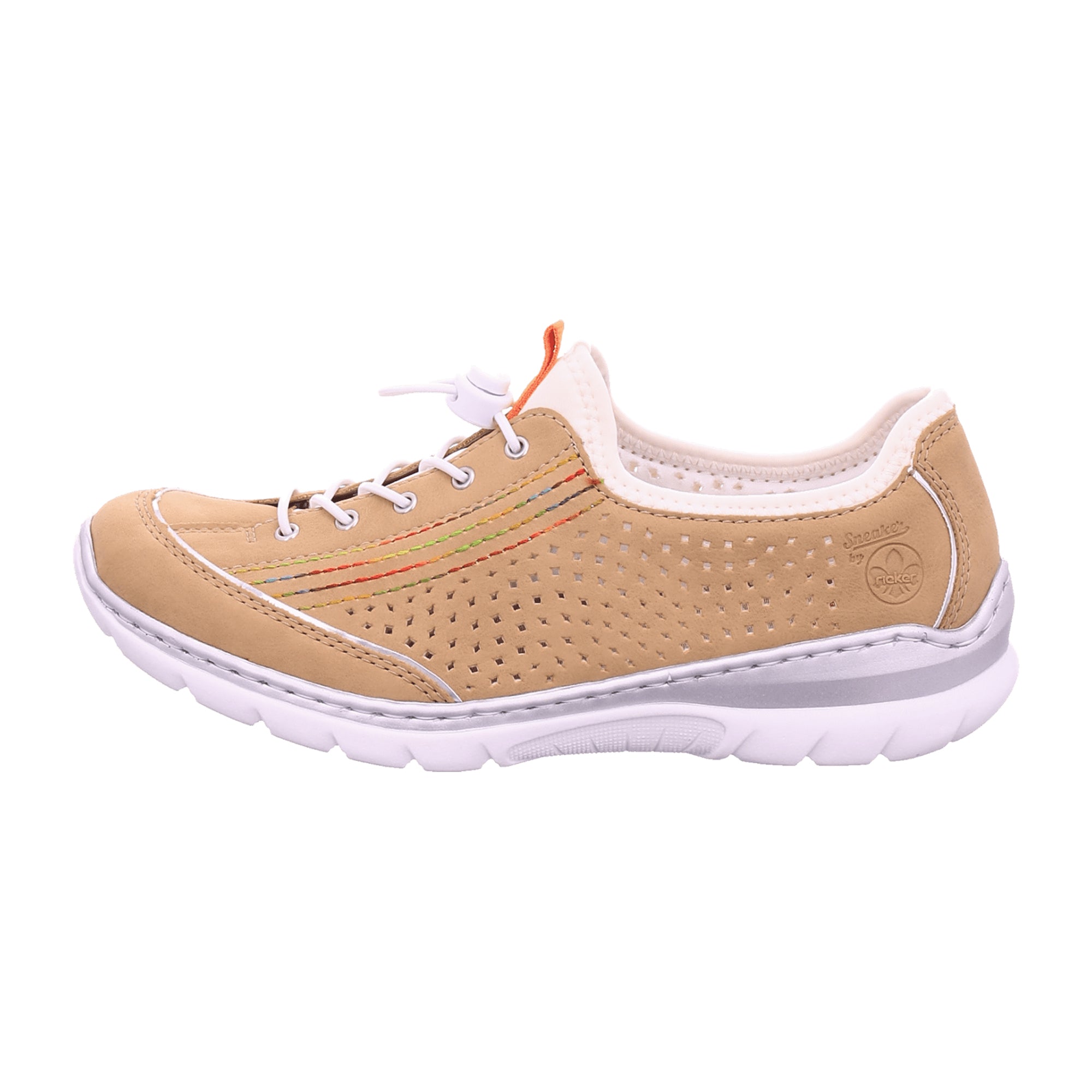 Rieker Beige Slip-On Shoes for Women with Round Toe and Low Heel