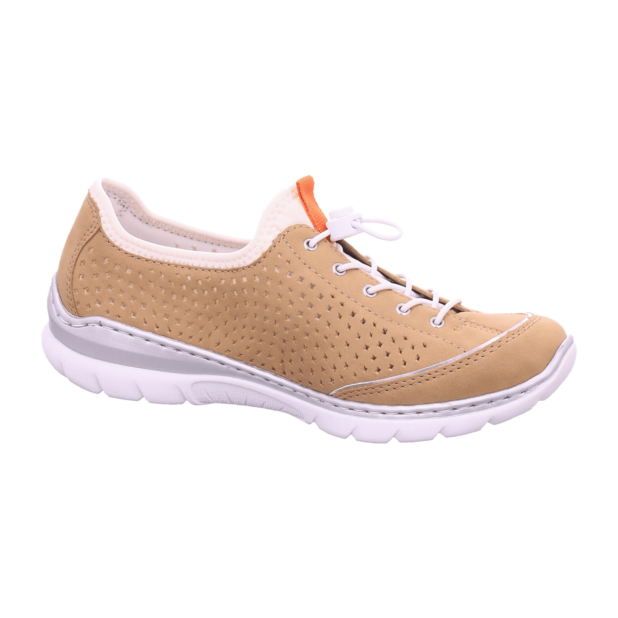 Rieker Beige Slip-On Shoes for Women with Round Toe and Low Heel