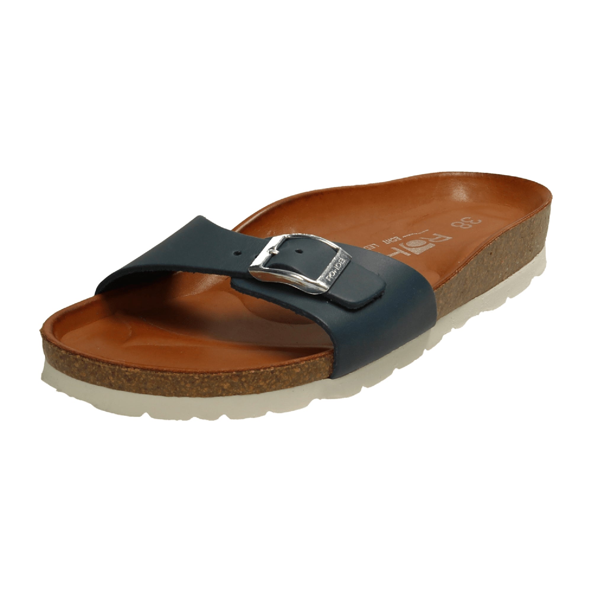 Rohde Alba Women's Blue Nubuck Leather Shoes with Buckle Closure