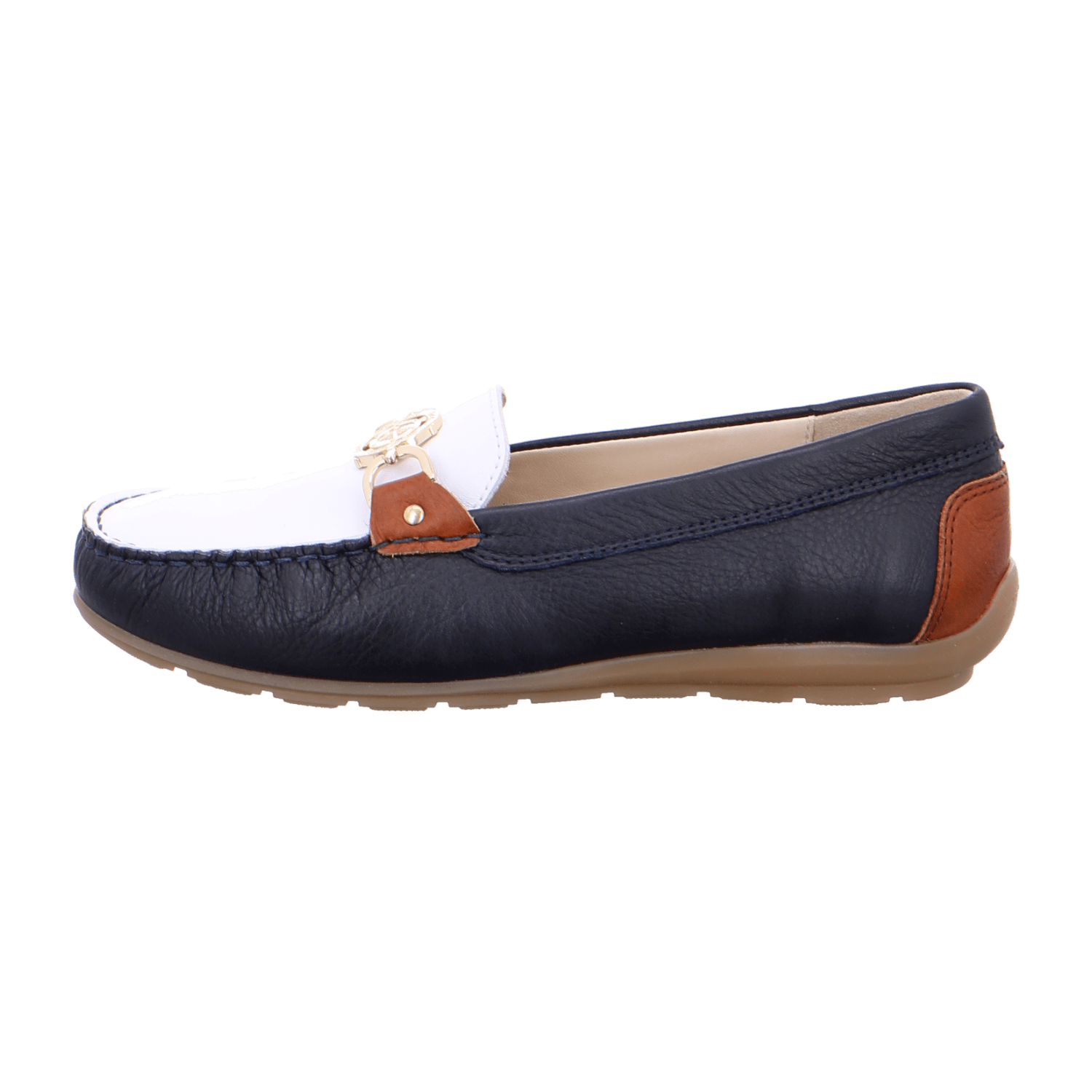 ARA ALABAMA Women's Leather Moccasin in Multicolor, Pull-On Design with Plain Toe and Cold-Weather Fleece Lining