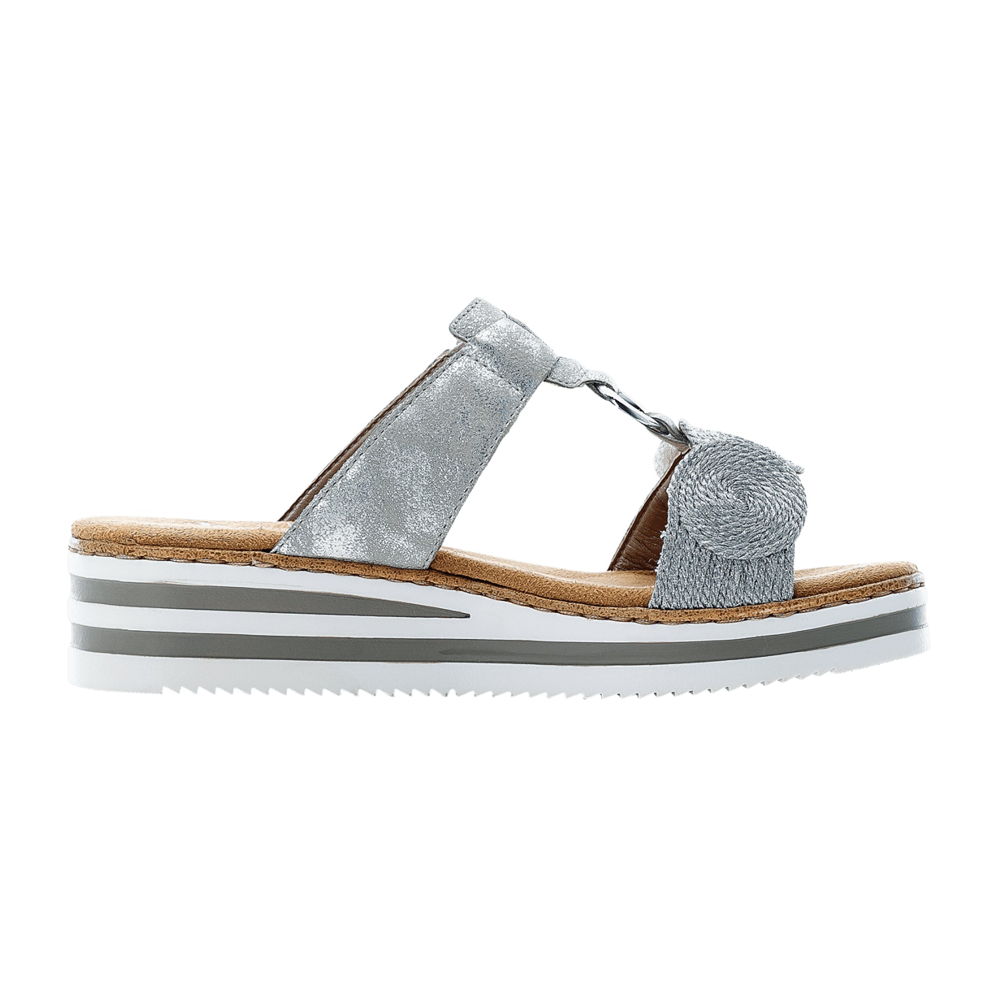 Rieker Women's Sandals Silver Aleria Lightweight Shock Absorbent Comfort Shoes