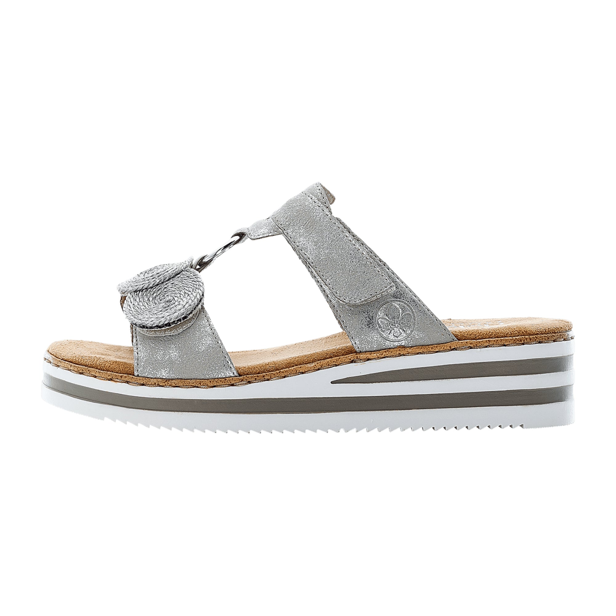 Rieker Women's Sandals Silver Aleria Lightweight Shock Absorbent Comfort Shoes