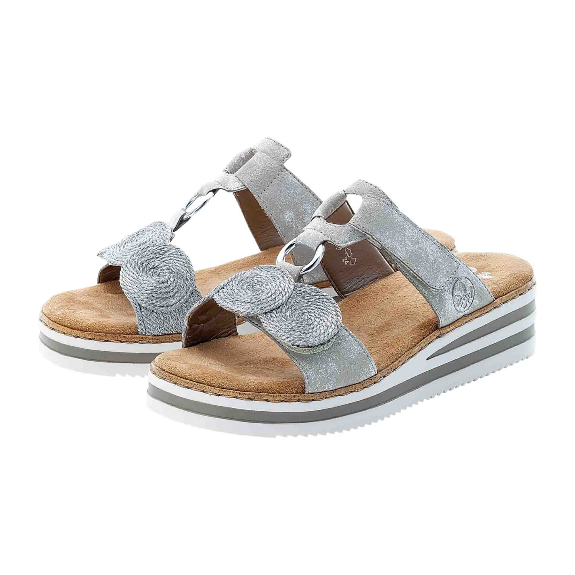 Rieker Women's Sandals Silver Aleria Lightweight Shock Absorbent Comfort Shoes