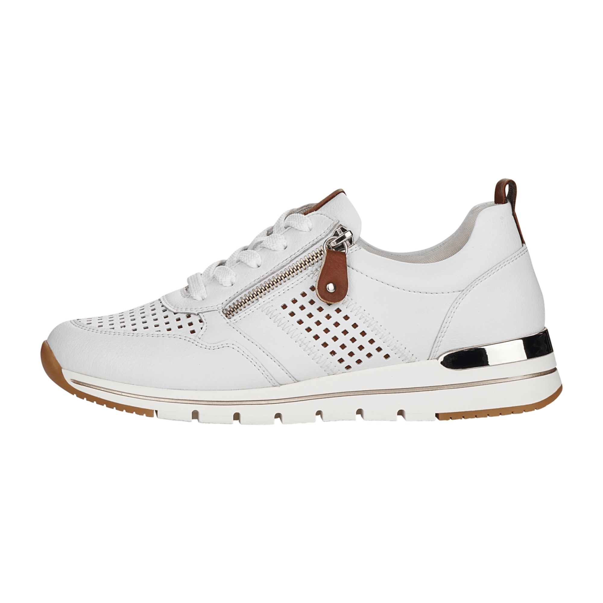 Remonte Women's White Leather Ankle Boots with Zip and Lace-Up Closure