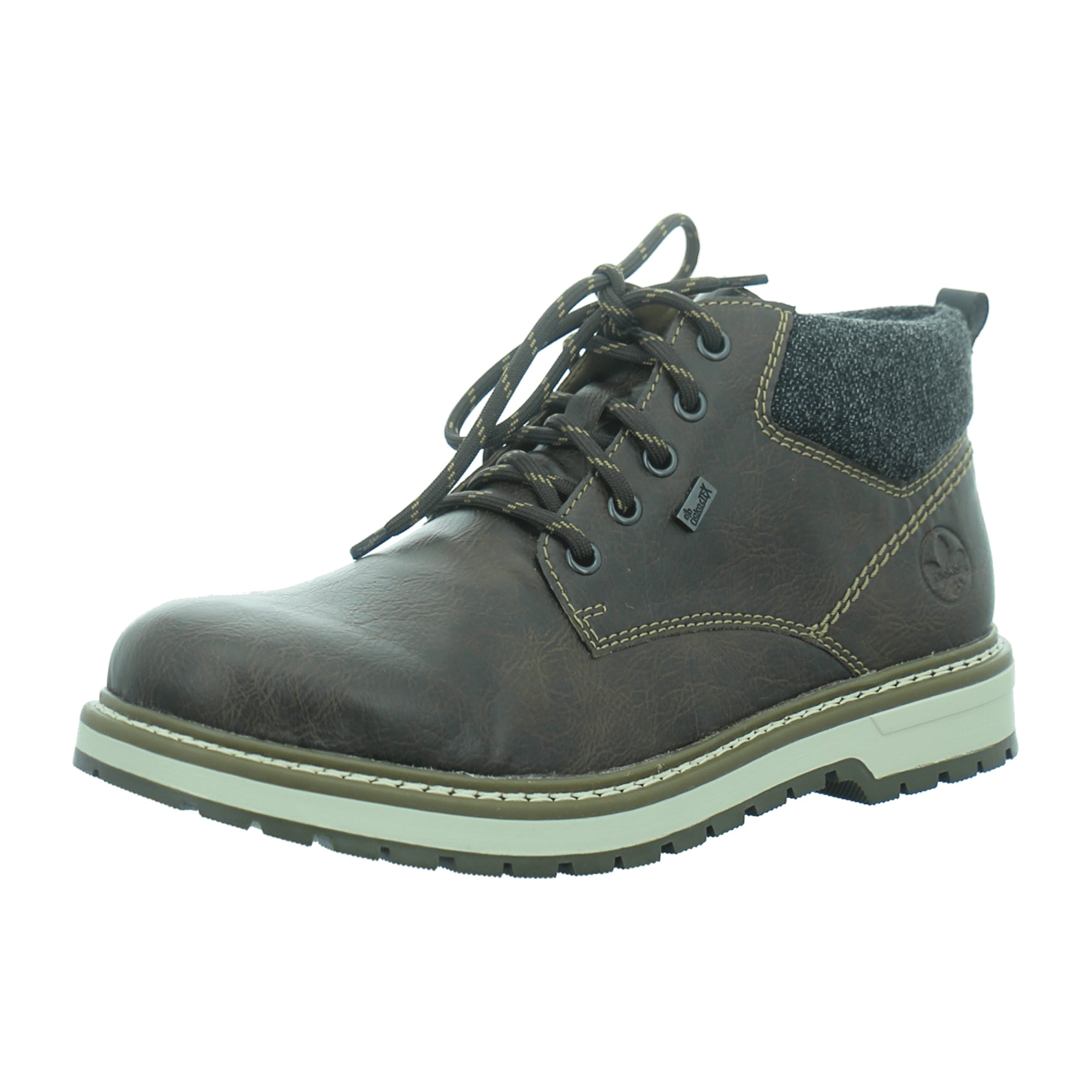 Rieker Men's Black Lace-Up Boots Warm Lined Ankle Height Synthetic Wool