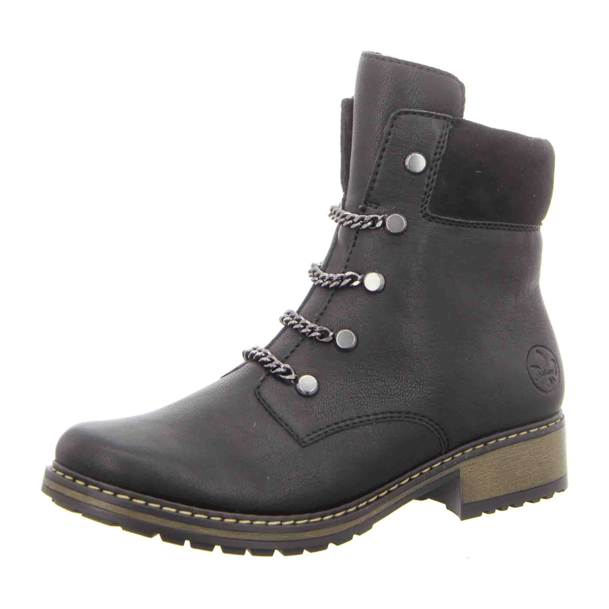 Rieker HWK Women's Black Boots, Model Z687200, Synthetic Leather, Winter Shoes