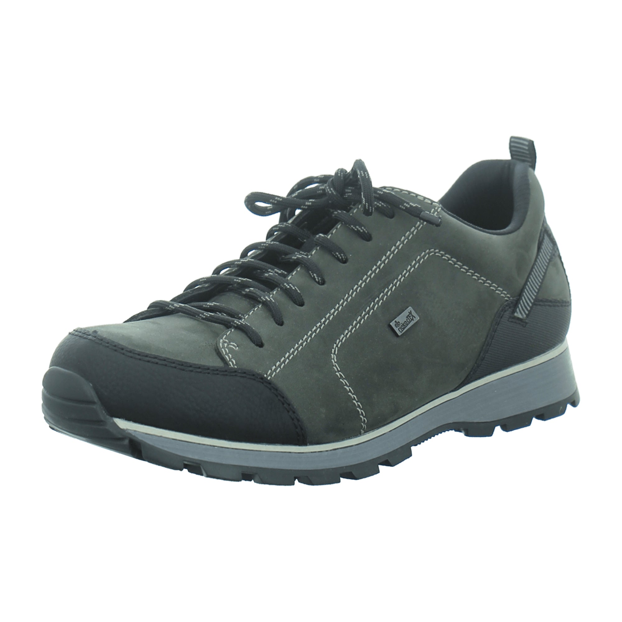 Rieker Men's Grey Lace-Up Shoes Nubuck Leather Comfortable Casual Footwear