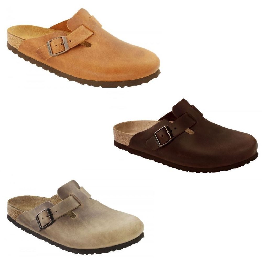 Birkenstock Boston Clogs Slip On Leather Mules Tobacco Habana Antique Brown - Bartel-Shop