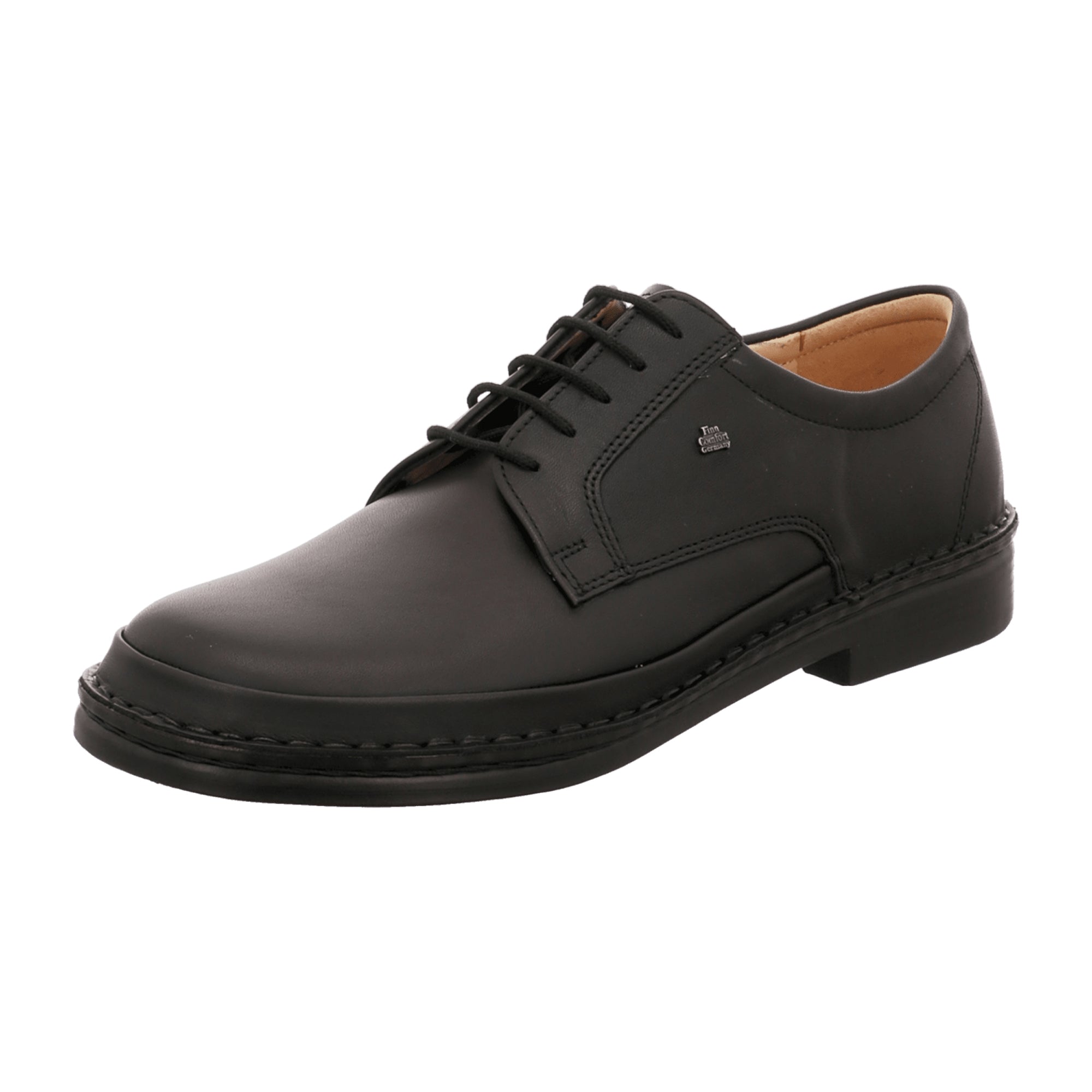 Finn Comfort Milano Black Leather Lace-up Shoes for Men - Orthopedic Support and Hand Stitched