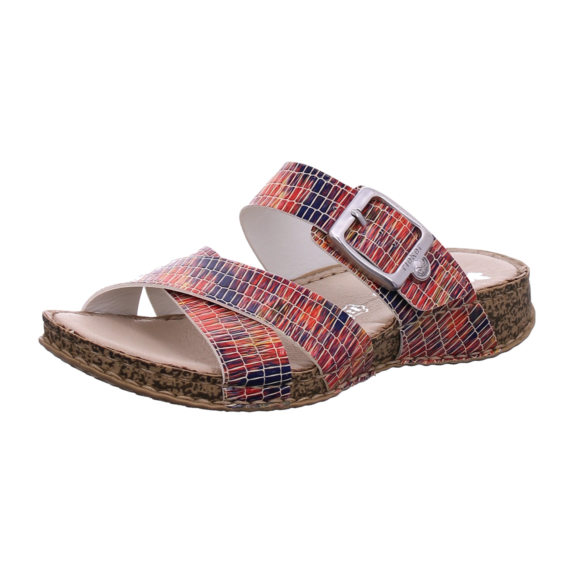 Rieker Women's Colorful Slip-On Sandals with Adjustable Strap and 30mm Heel