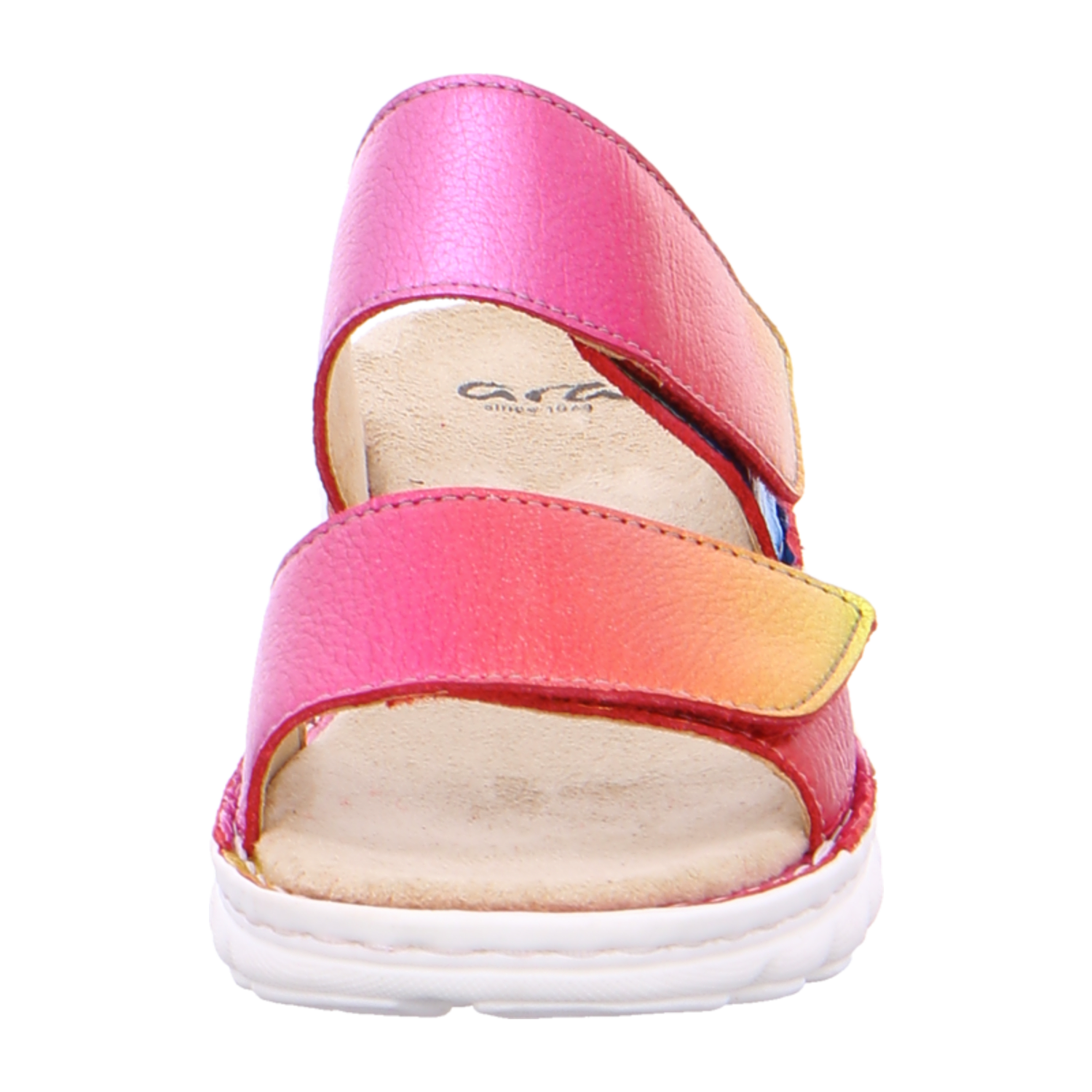 ARA TAMPA Women's Leather Slip-On Mules with Hook-and-Loop Closure Open Toe Colorful