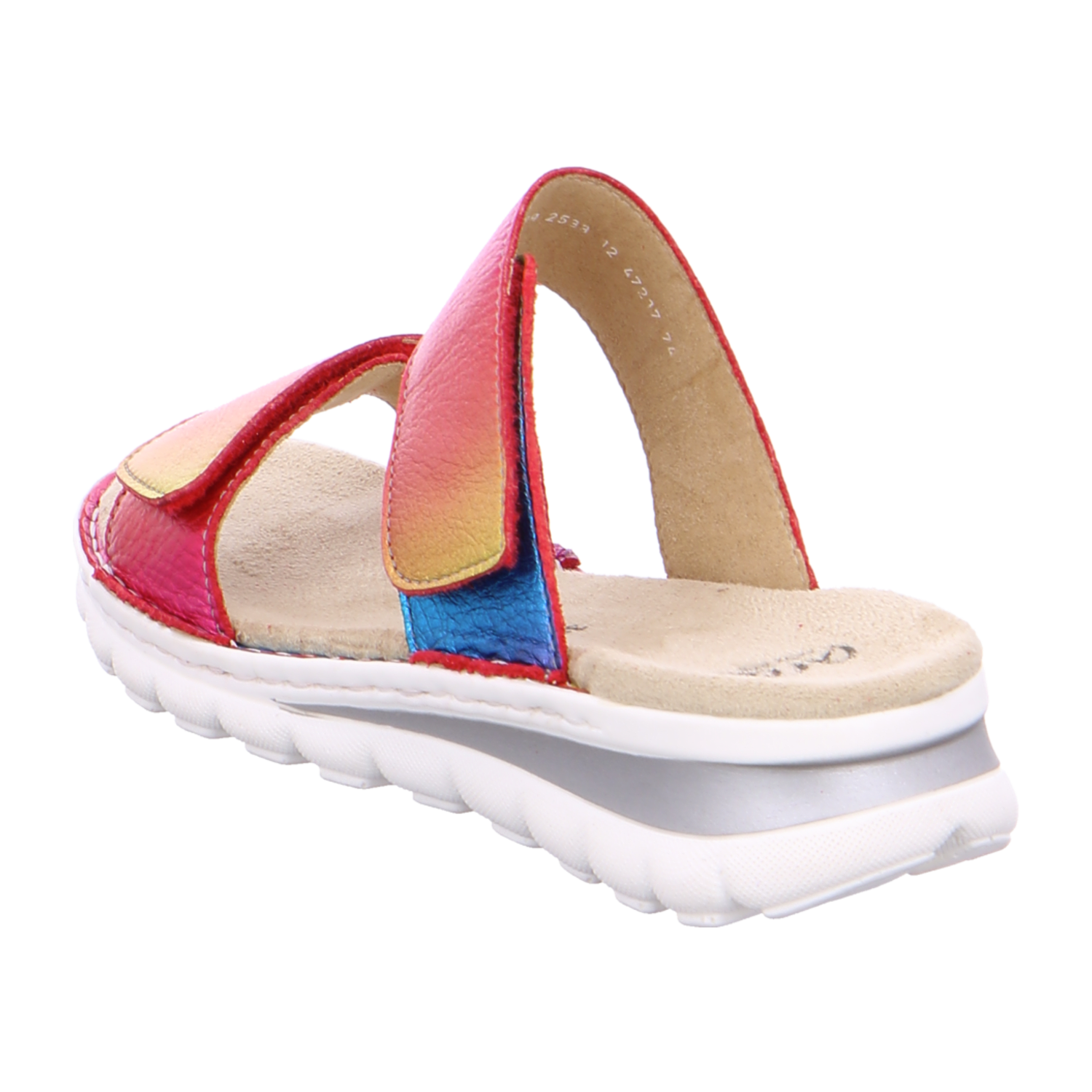 ARA TAMPA Women's Leather Slip-On Mules with Hook-and-Loop Closure Open Toe Colorful