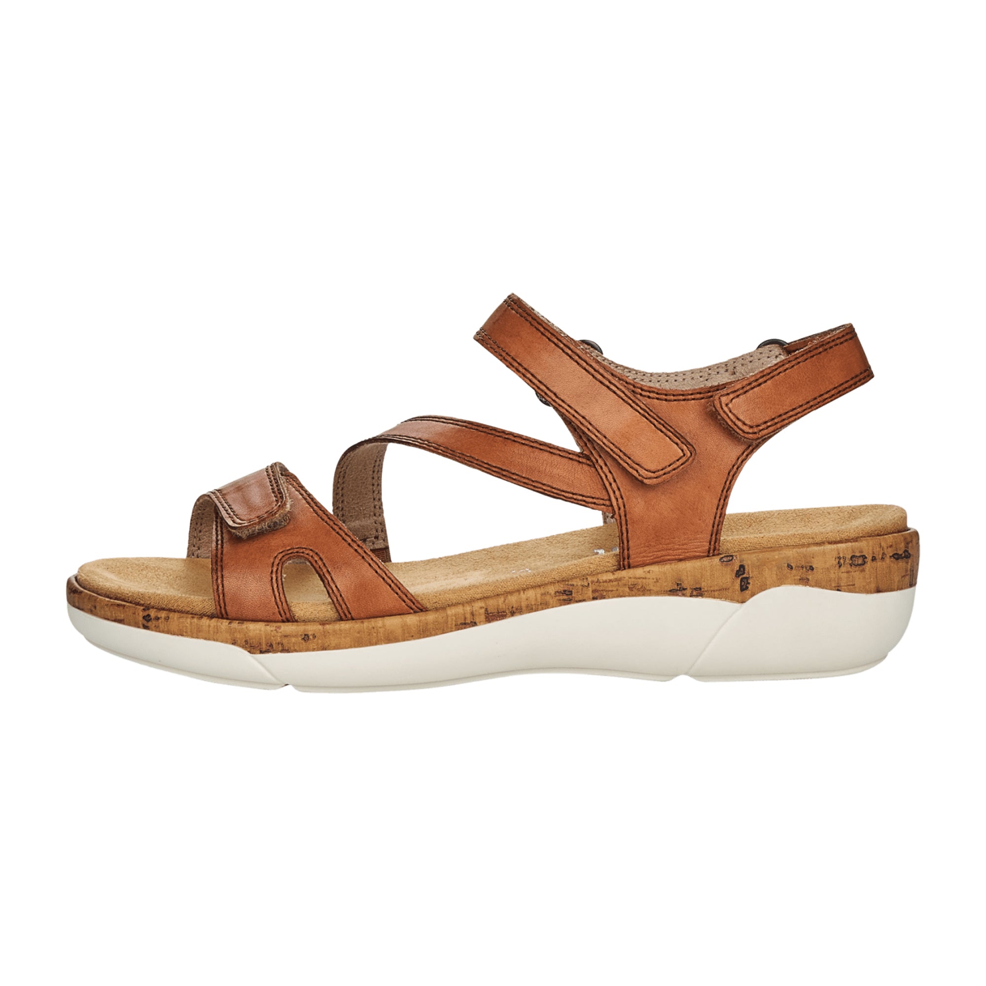 Remonte Women's Brown Leather Sandals with Velcro Strap and Cushioned Insole - Bartel-Shop
