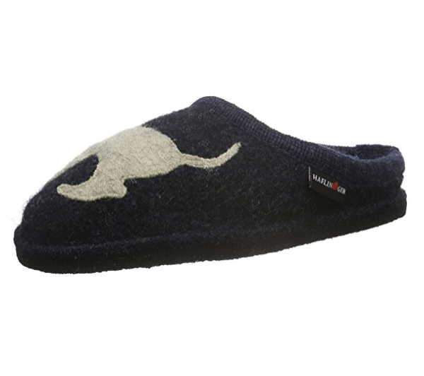Haflinger Doggy Dog Slippers Clogs Mules Wool Felt Scuffs Slip On House Blue - Bartel-Shop