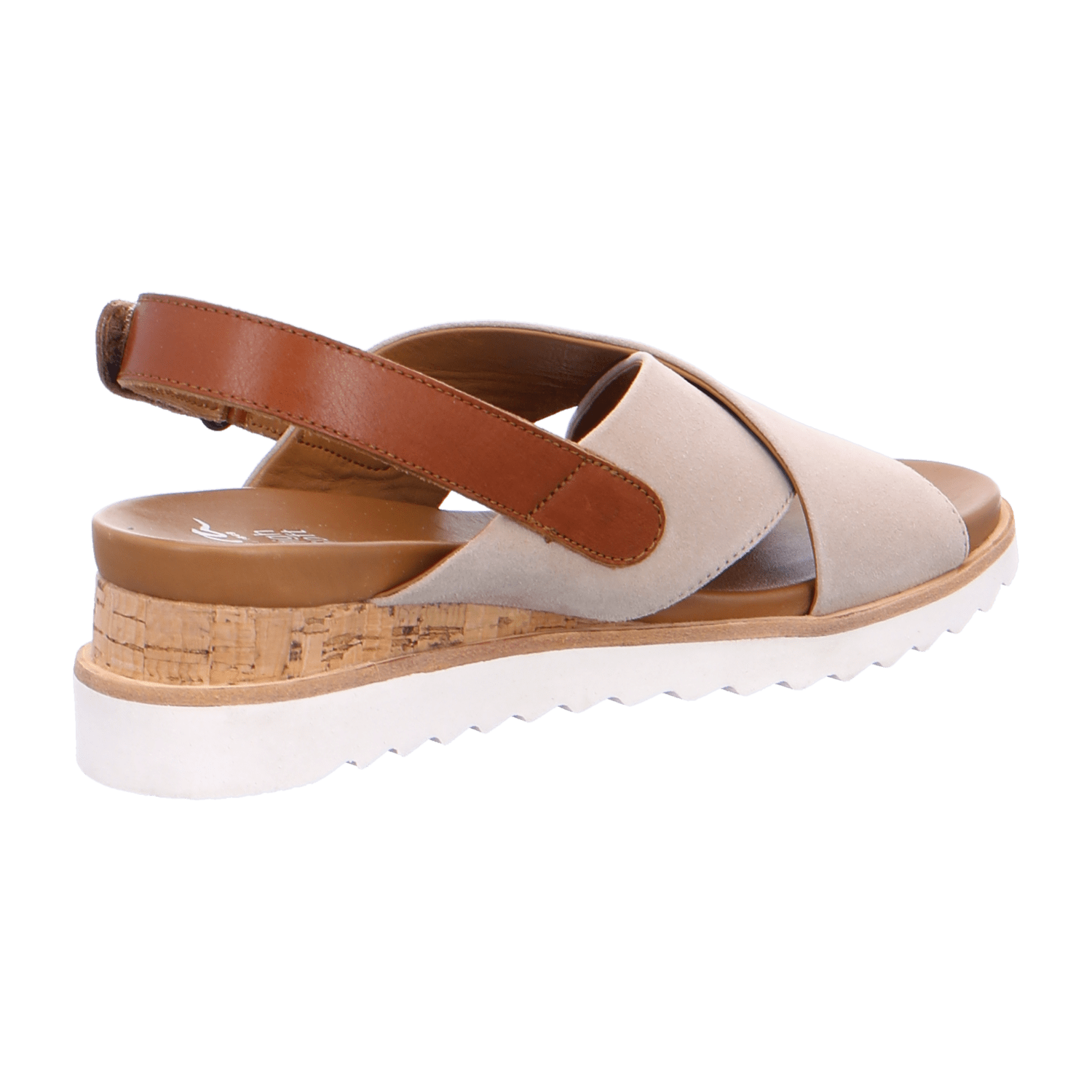 ARA VALENCIA Women's Nubuck Leather Wedge Sandal Slipper in Beige