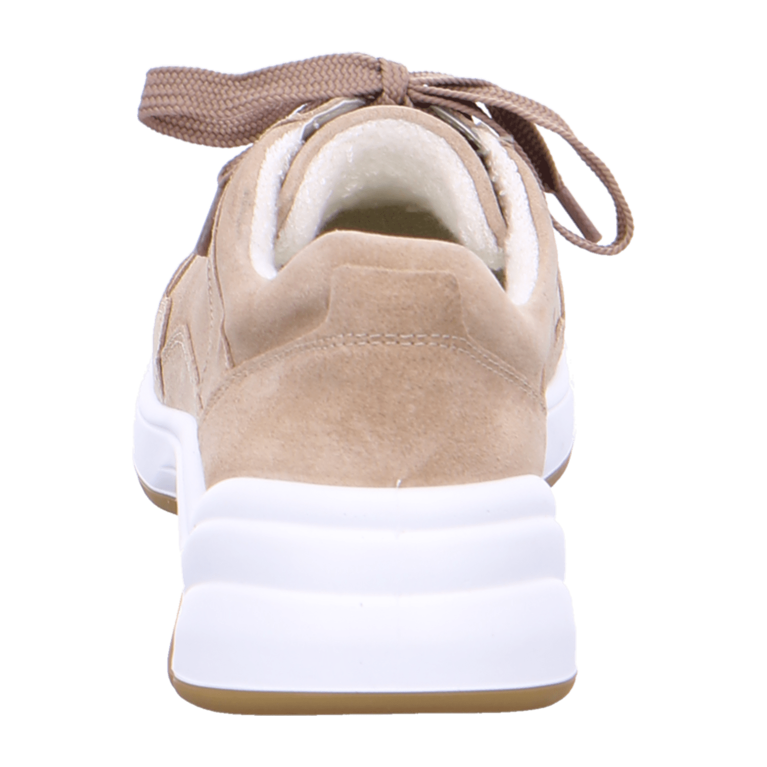 ARA MIAMI Women's Suede Sneakers in Beige with Lace-Up Closure and Round Toe