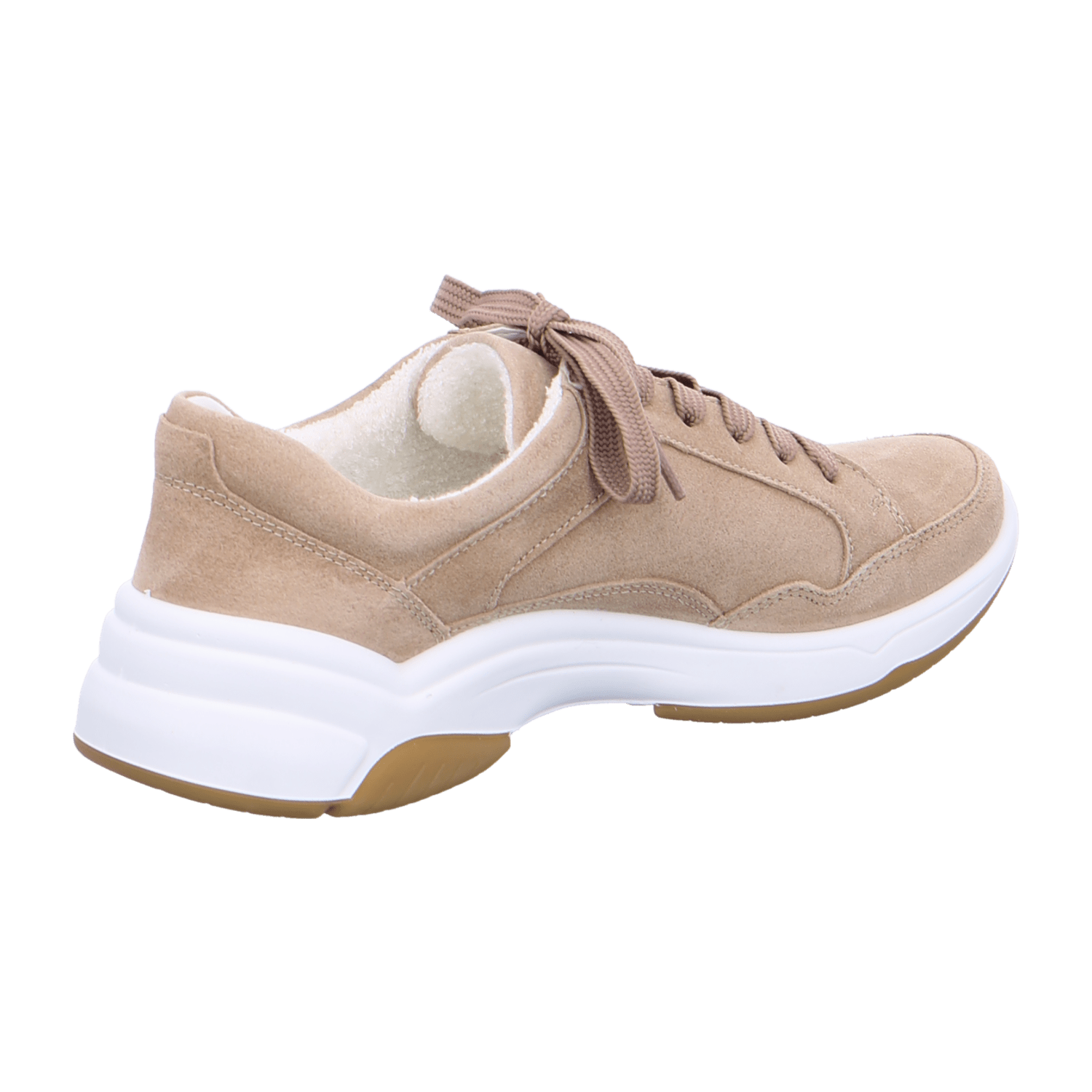 ARA MIAMI Women's Suede Sneakers in Beige with Lace-Up Closure and Round Toe