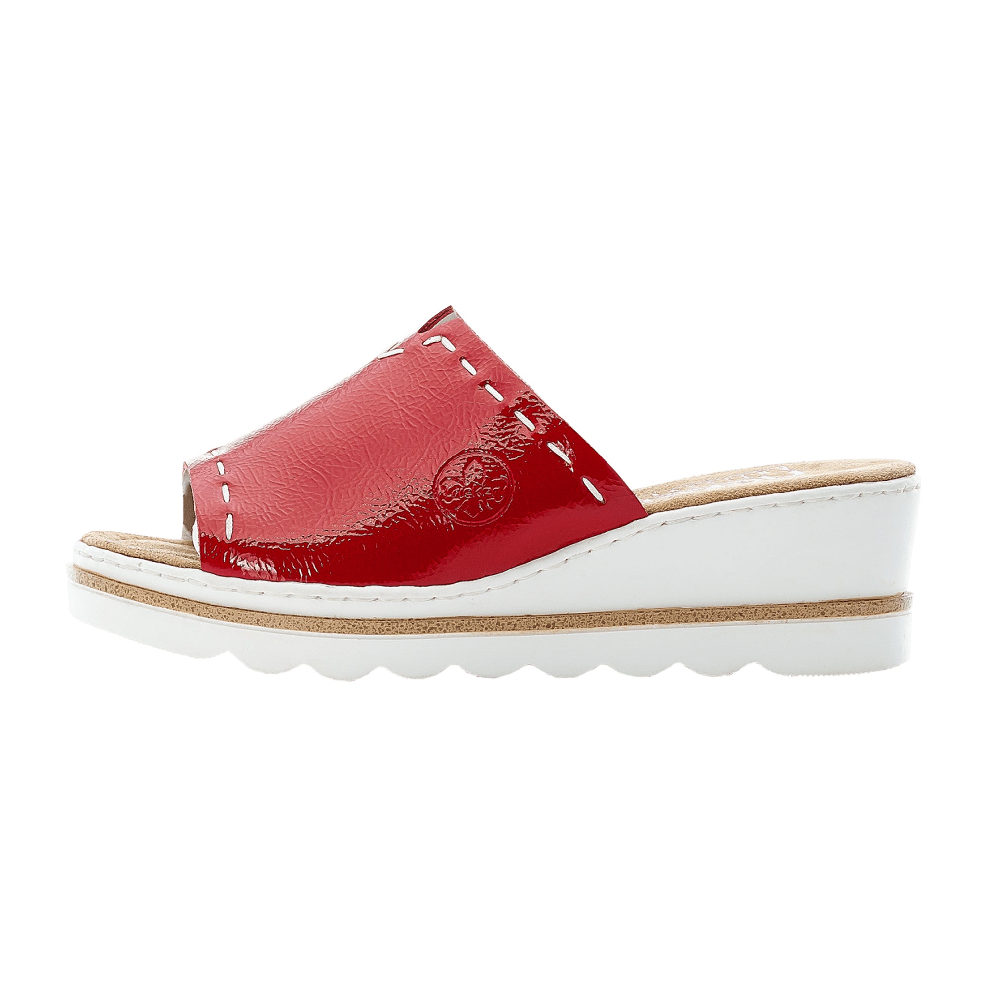 Rieker FSK Women's Red Sandals with Wedge Heel and Open Toe