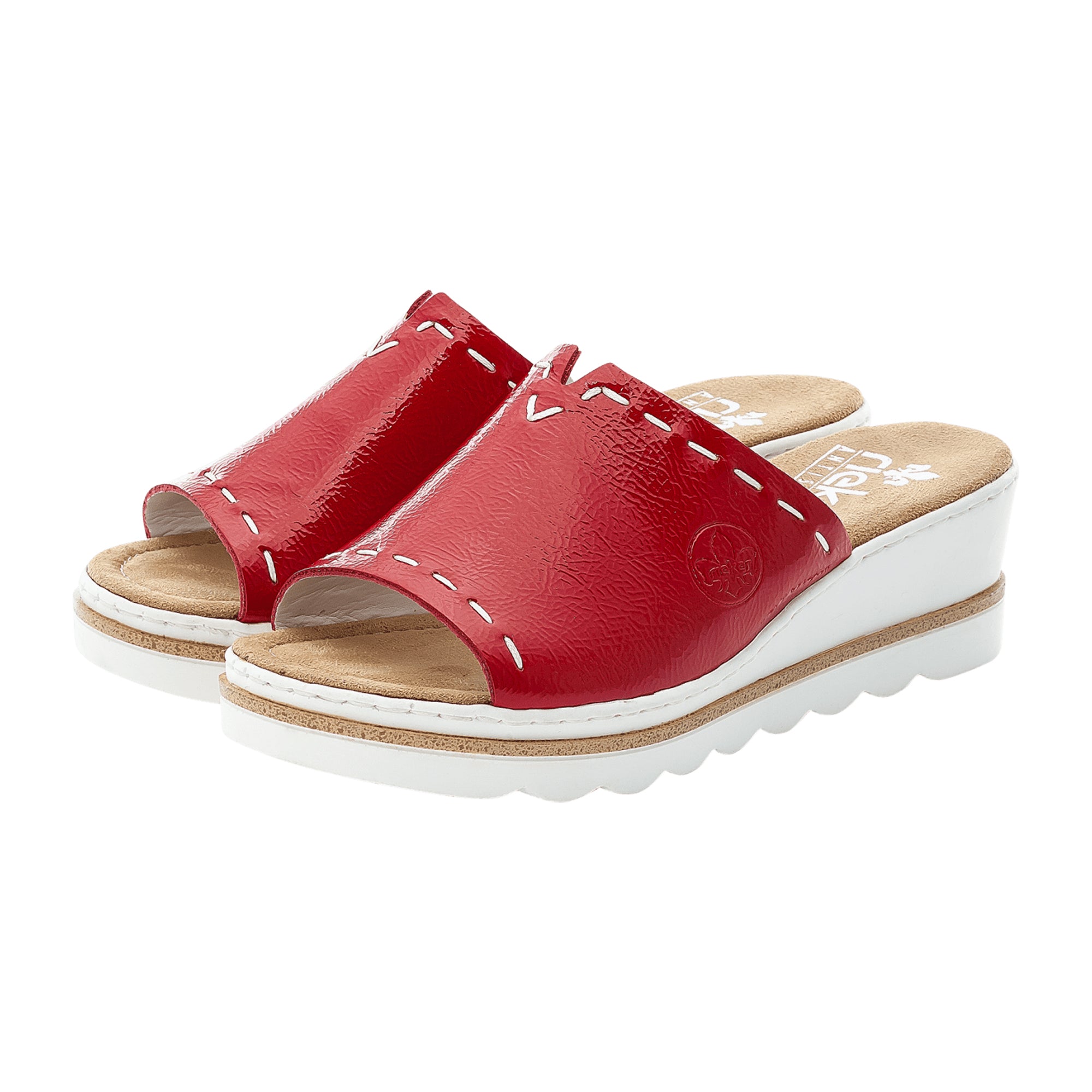 Rieker FSK Women's Red Sandals with Wedge Heel and Open Toe