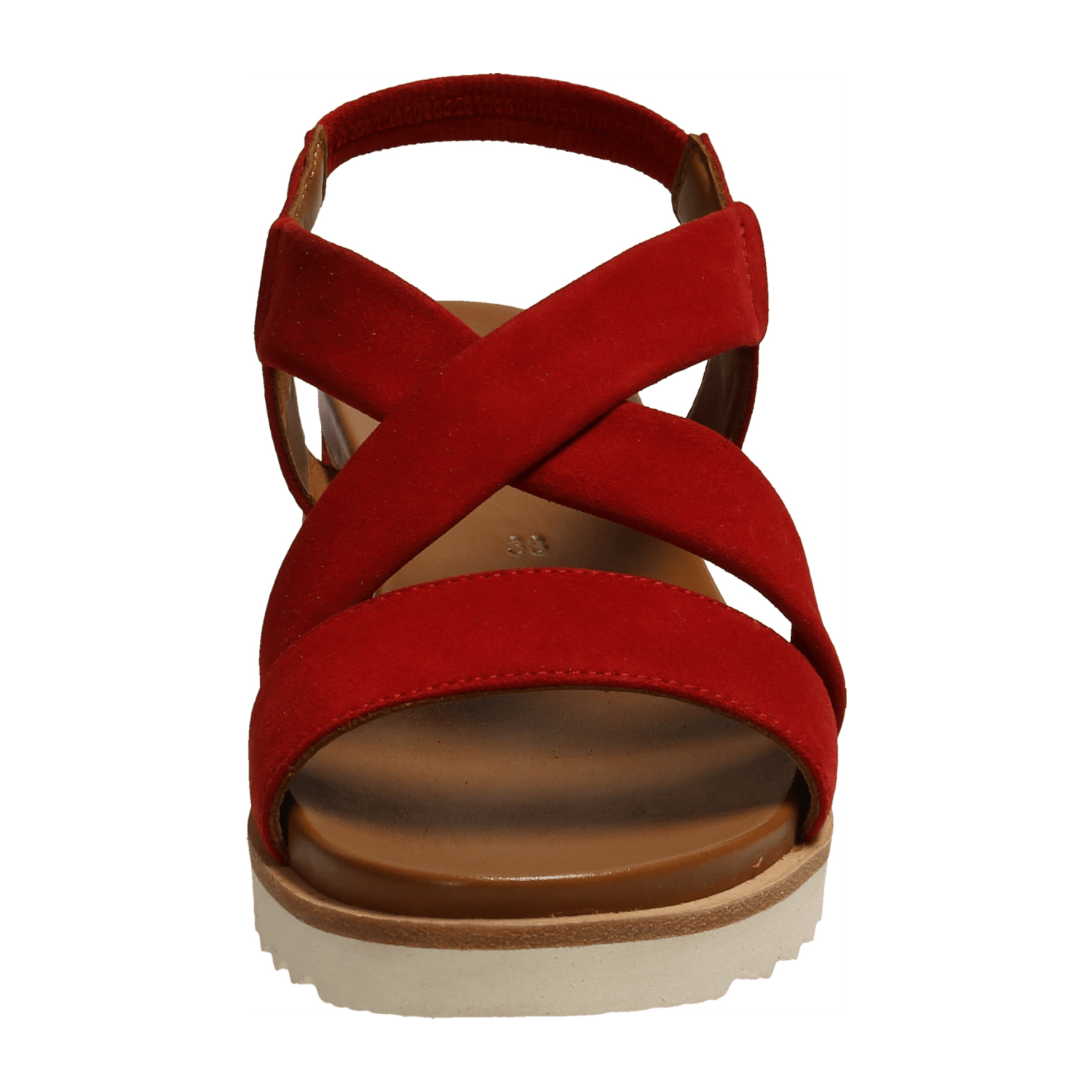 ARA Women's Comfort Sandals with Ankle Strap in Red Nubuck Leather, Open-Toe Slippers with Leather Lining - Bartel-Shop