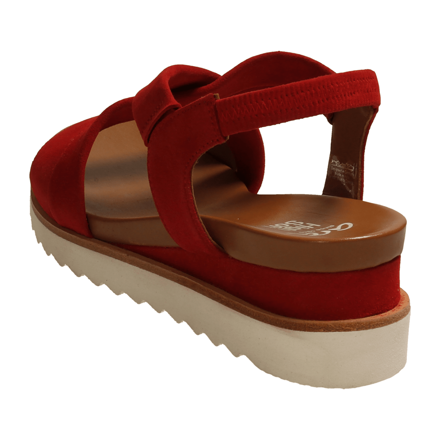 ARA Women's Comfort Sandals with Ankle Strap in Red Nubuck Leather, Open-Toe Slippers with Leather Lining - Bartel-Shop