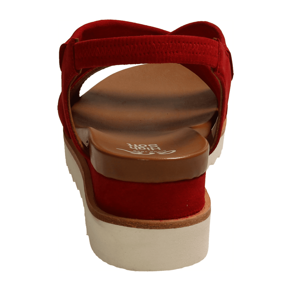ARA Women's Comfort Sandals with Ankle Strap in Red Nubuck Leather, Open-Toe Slippers with Leather Lining - Bartel-Shop