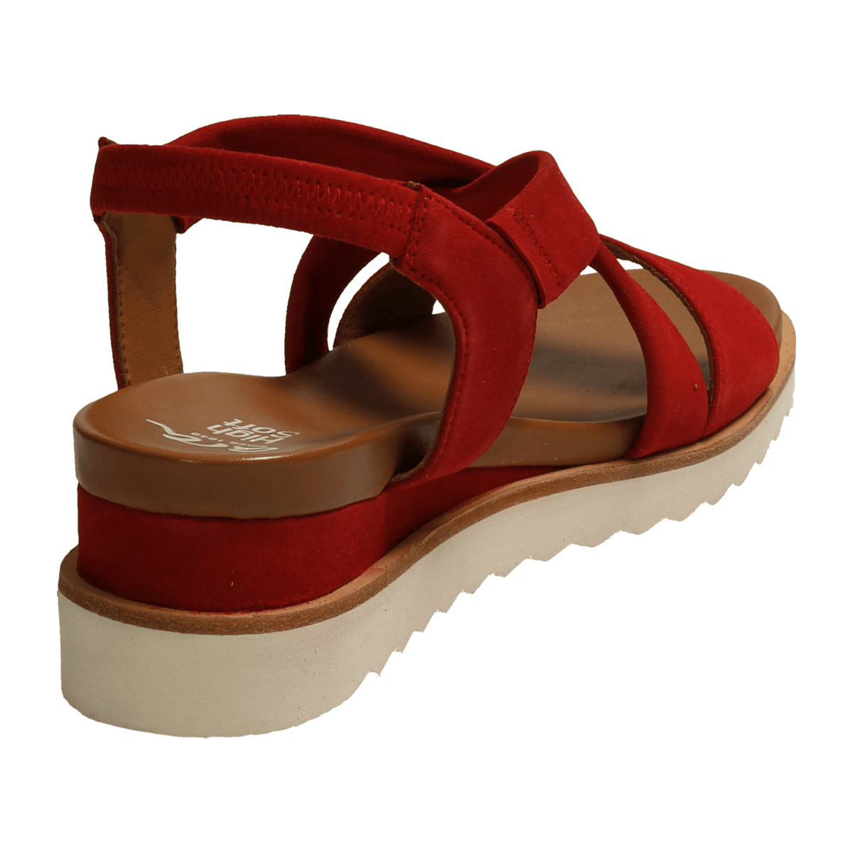 ARA Women's Comfort Sandals with Ankle Strap in Red Nubuck Leather, Open-Toe Slippers with Leather Lining - Bartel-Shop