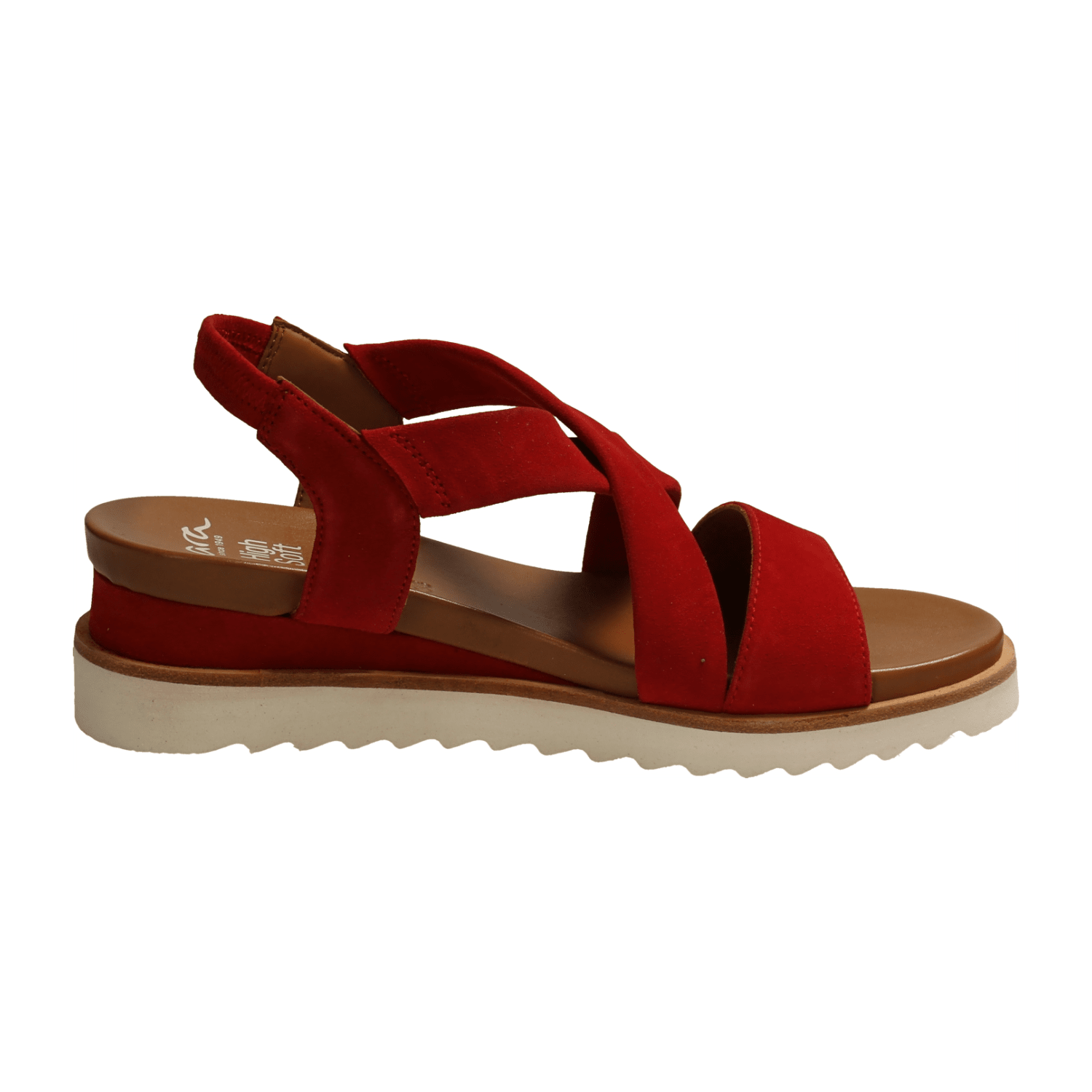 ARA Women's Comfort Sandals with Ankle Strap in Red Nubuck Leather, Open-Toe Slippers with Leather Lining - Bartel-Shop