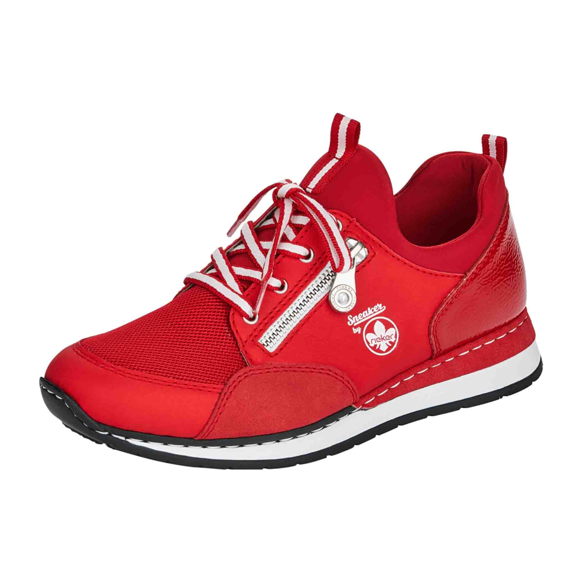 Rieker Women's Red Lace-Up Shoes N308133 Synthetic Leather Casual Comfort