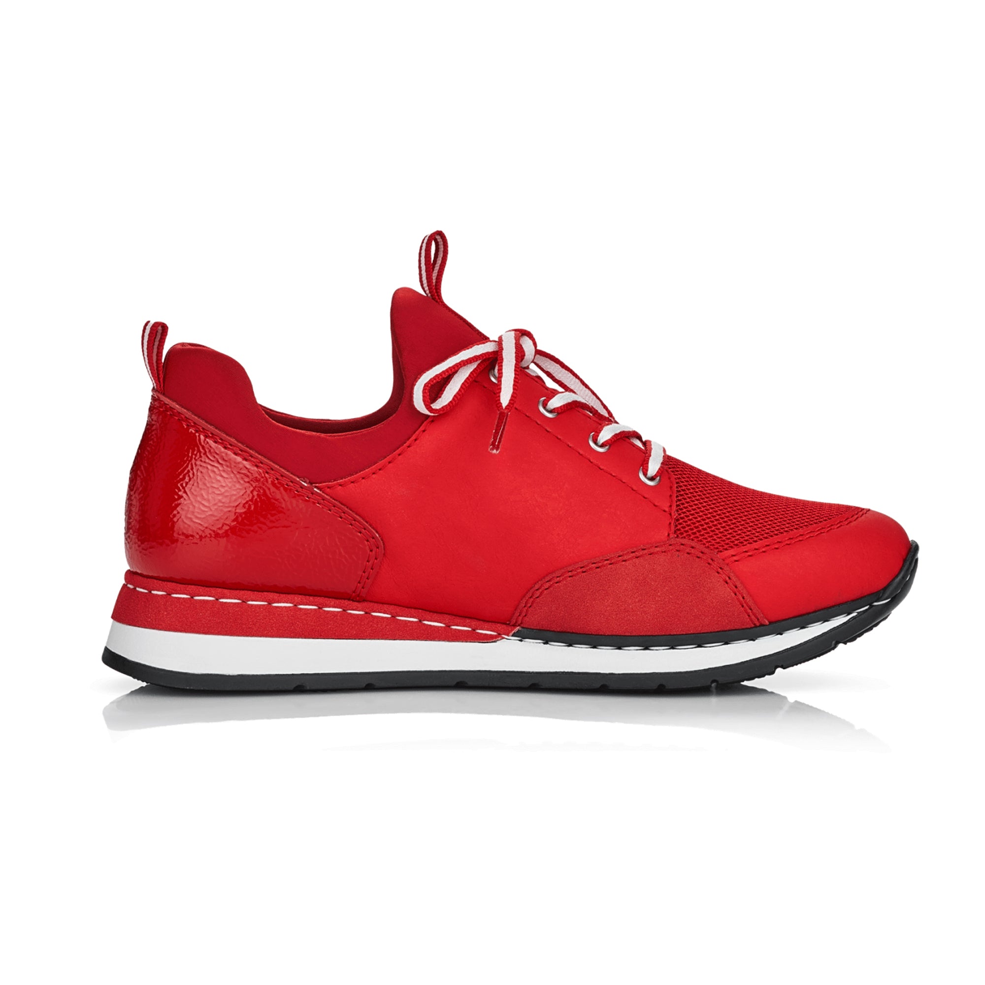 Rieker Women's Red Lace-Up Shoes N308133 Synthetic Leather Casual Comfort